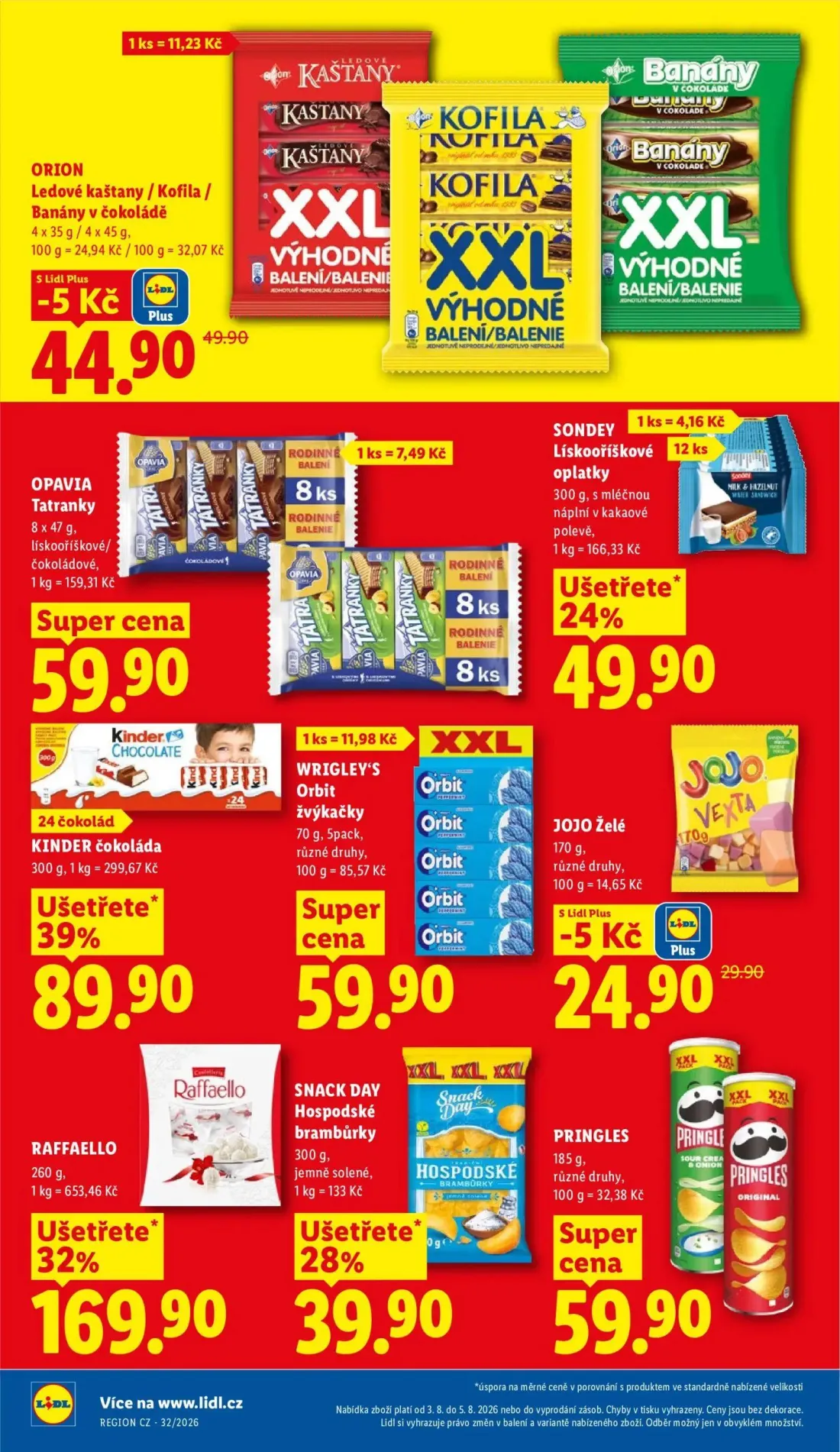Lidl leták, strana 24 z 54 — ORION Ledové kaštany / Kofila / Banány v čokoládě, JOJO Želé, OPAVIA Tatranky