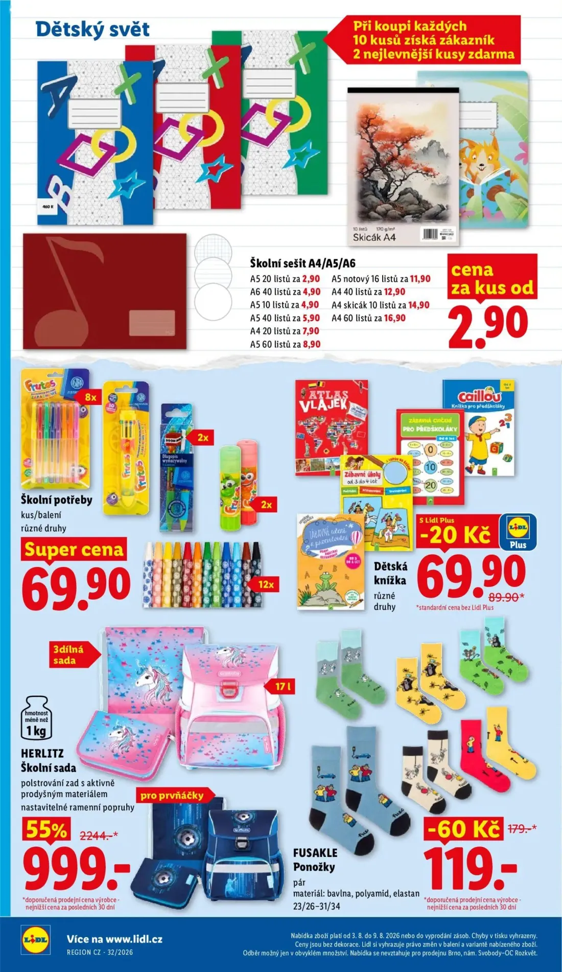 Lidl leták, strana 38 z 54 — HERLITZ Školní sada, FUSAKLE Ponožky, Dětská knížka