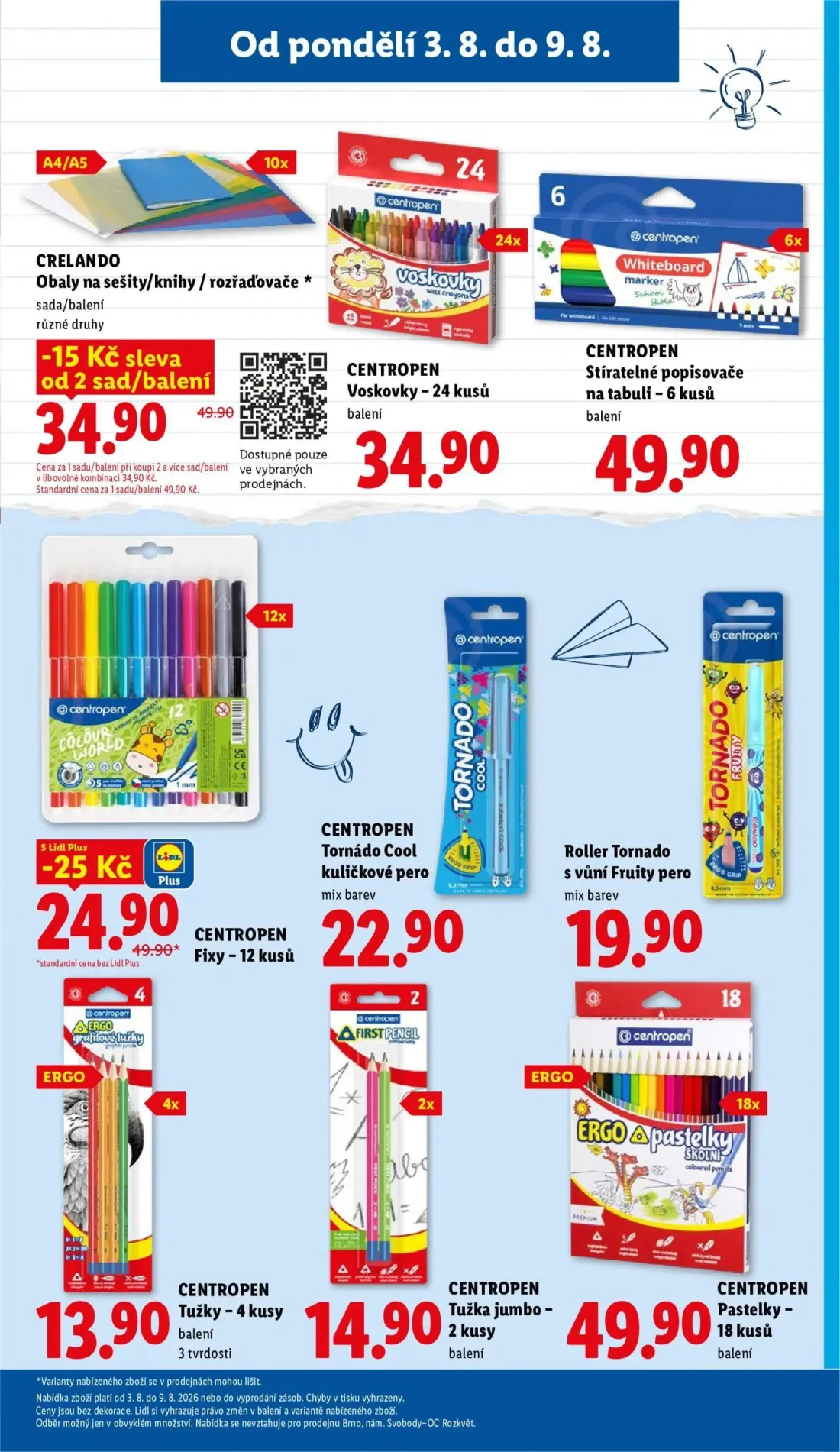 Lidl leták, strana 43 z 54 — CENTROPEN Fixy, CRELANDO Obaly na sešity/knihy / rozřaďovače, CENTROPEN Voskovky