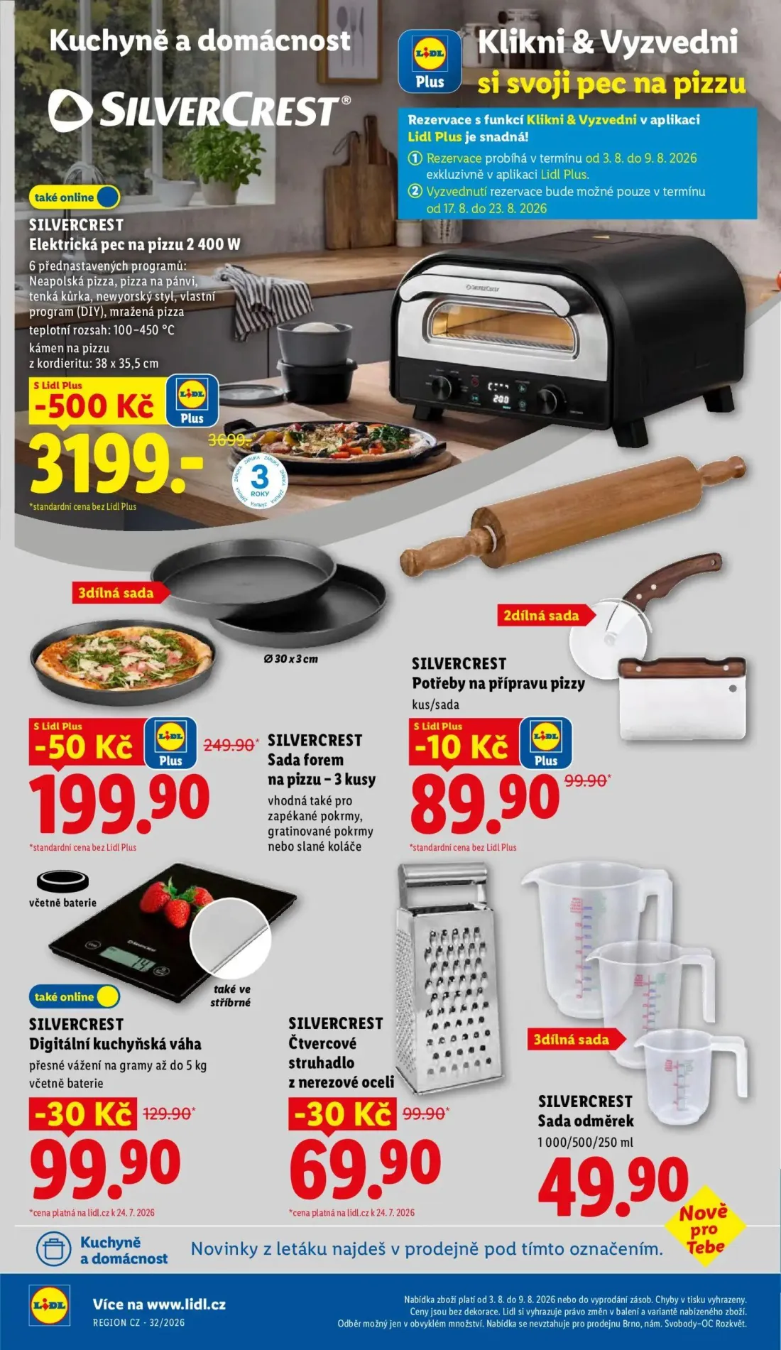 Lidl leták, strana 44 z 54 — Elektrická pec na pizzu, Sada forem na pizzu - 3 kusy, Digitální kuchyňská váha