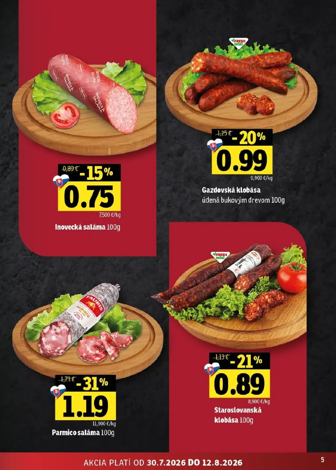 Fresh - západ leták, strana 5 z 46 — Parmico saláma, Gazdovská klobása, Staroslovanská klobása
