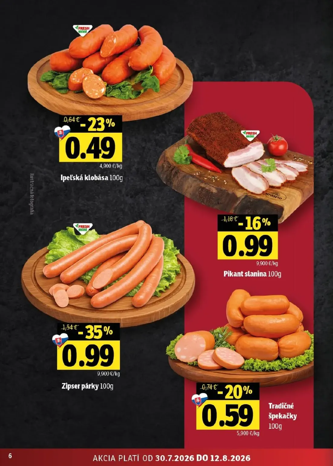Fresh - západ leták, strana 6 z 46 — Zipser párky, Pikant slanina, Ipeľská klobása