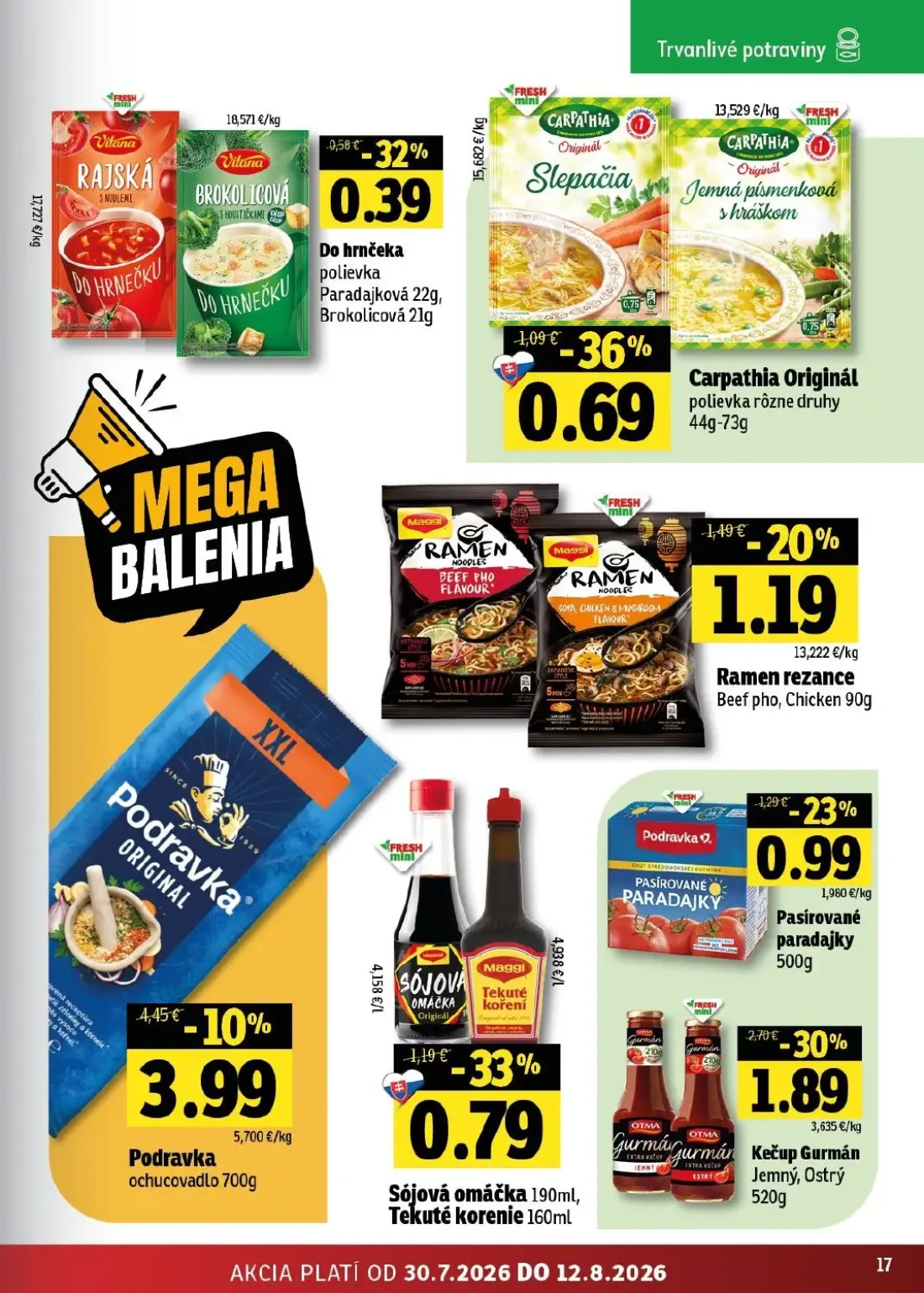 Fresh - západ leták, strana 17 z 46 — Kečup Gurmán Jemný, Kečup Gurmán Ostrý, Podravka ochucovadlo