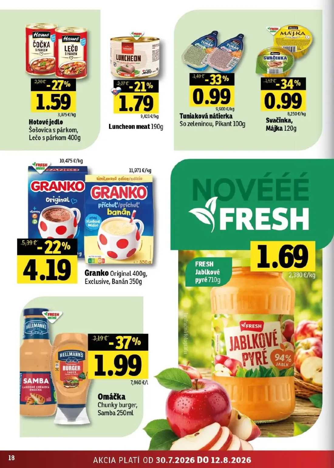 Fresh - západ leták, strana 18 z 46 — Granko Original, Granko Exclusive Banán, Omáčka Chunky burger