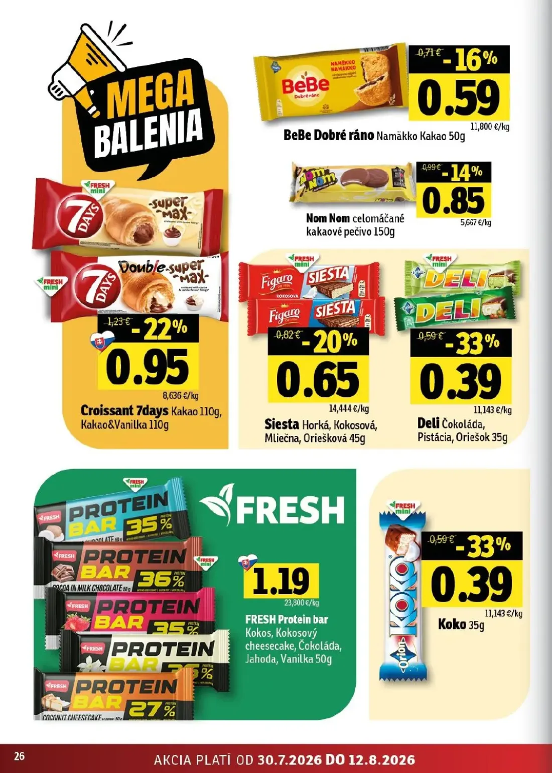 Fresh - západ leták, strana 26 z 46 — Croissant 7days Kakao, Croissant 7days Kakao&Vanilka, Deli Čokoláda, Pistácia, Oriešok
