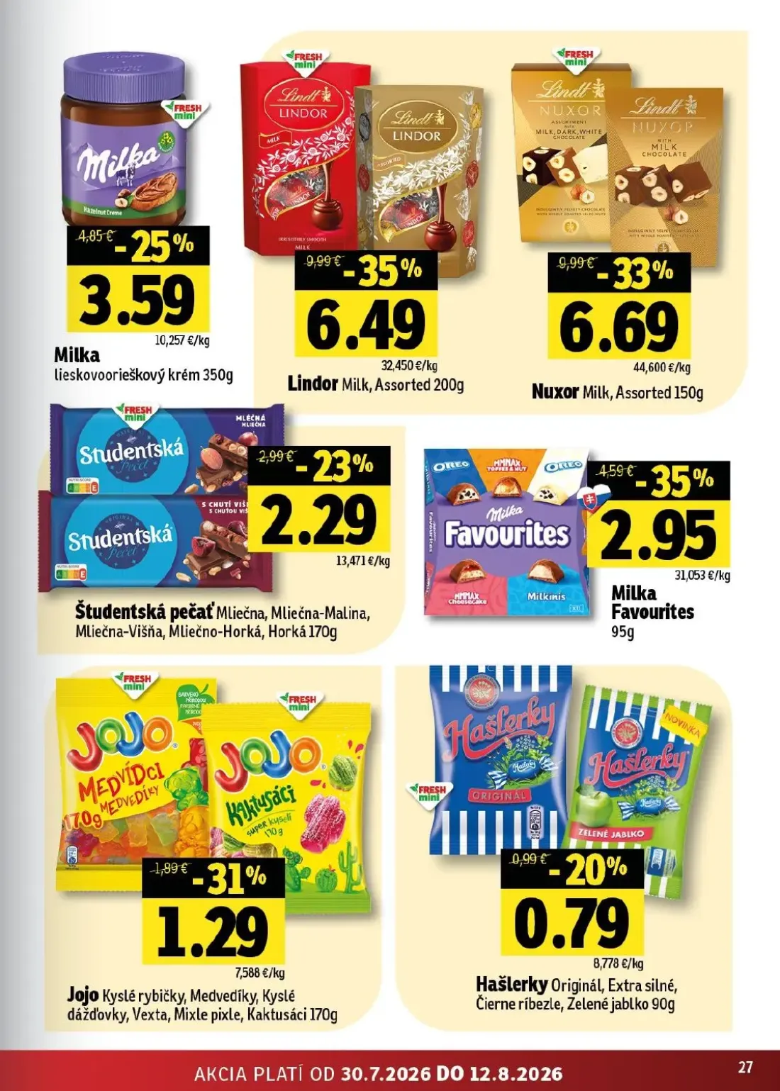 Fresh - západ leták, strana 27 z 46 — Lindor Milk, Assorted, Nuxor Milk, Assorted, Milka Favourites