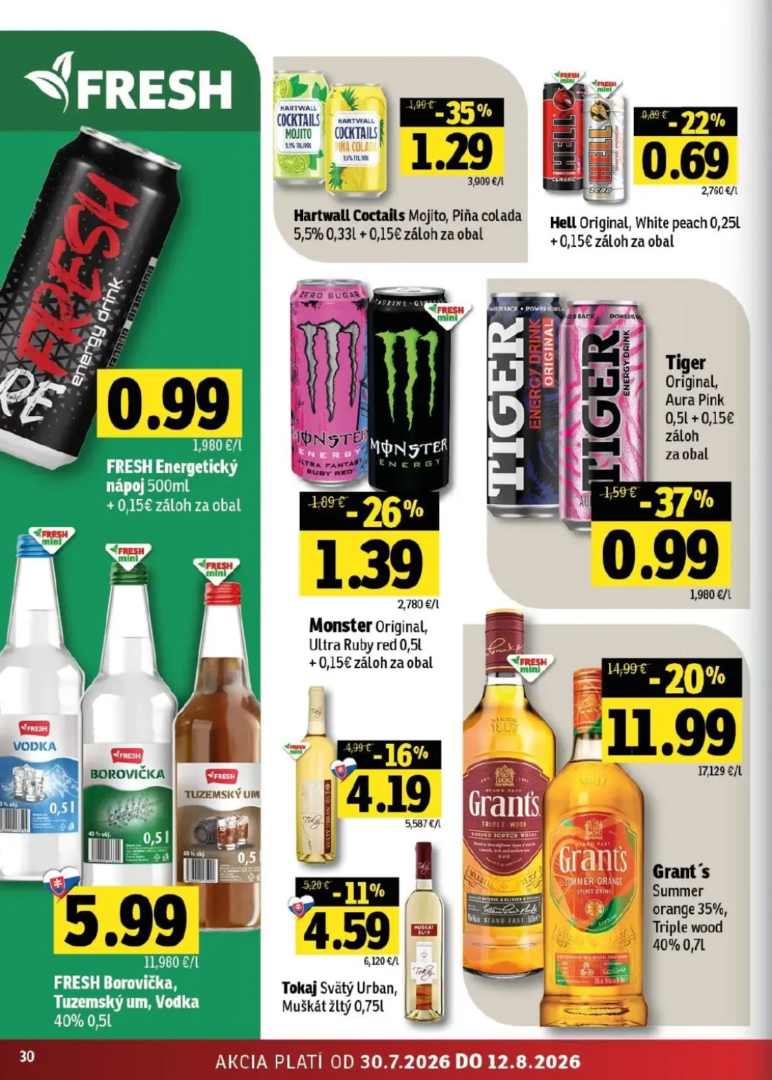 Fresh - západ leták, strana 30 z 46 — Grant's Summer orange, Triple wood, Tokaj Svätý Urban, Muškát žltý, Hartwall Coctails …
