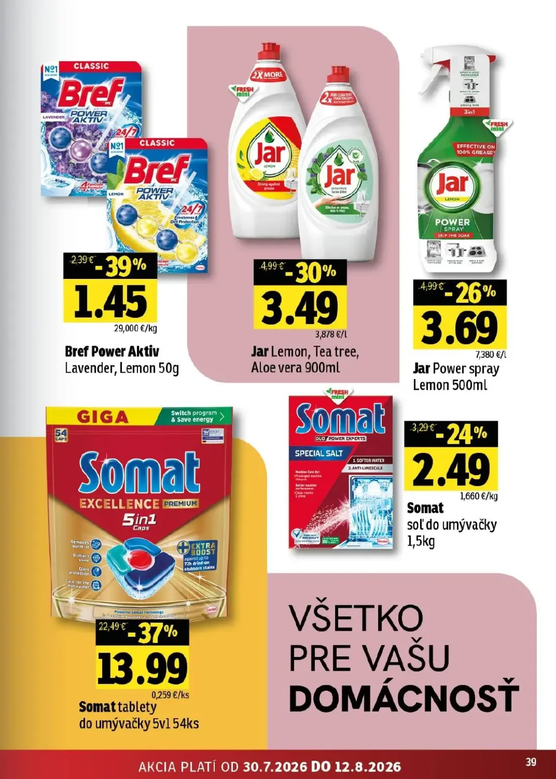 Fresh - západ leták, strana 39 z 46 — Somat tablety do umývačky 5v1, Jar Lemon, Tea tree, Aloe vera, Jar Power spray Lemon