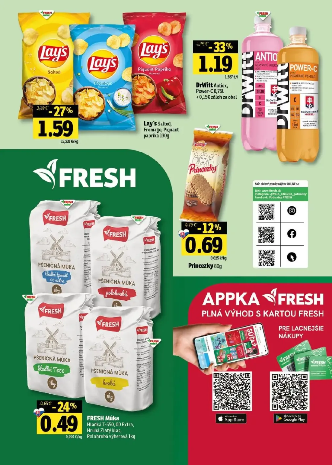 Fresh - západ leták, strana 46 z 46 — Lay's Salted, Fromage, Piquant paprika, DrWitt Antiox, Power-C, FRESH Múka Hladká T-65…