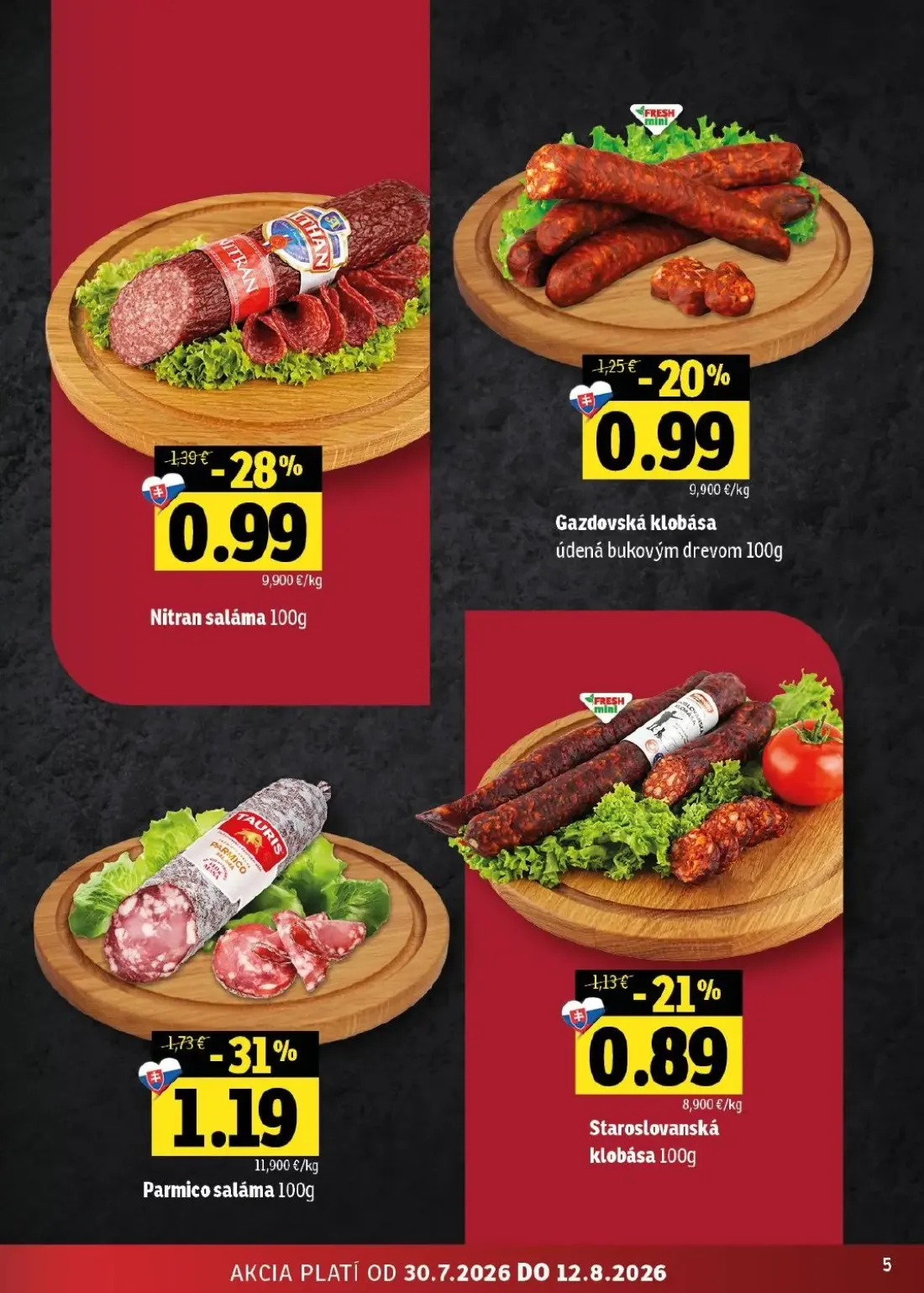 Fresh východ leták, strana 5 z 52 — Parmico saláma, Nitran saláma, Gazdovská klobása údená bukovým drevom