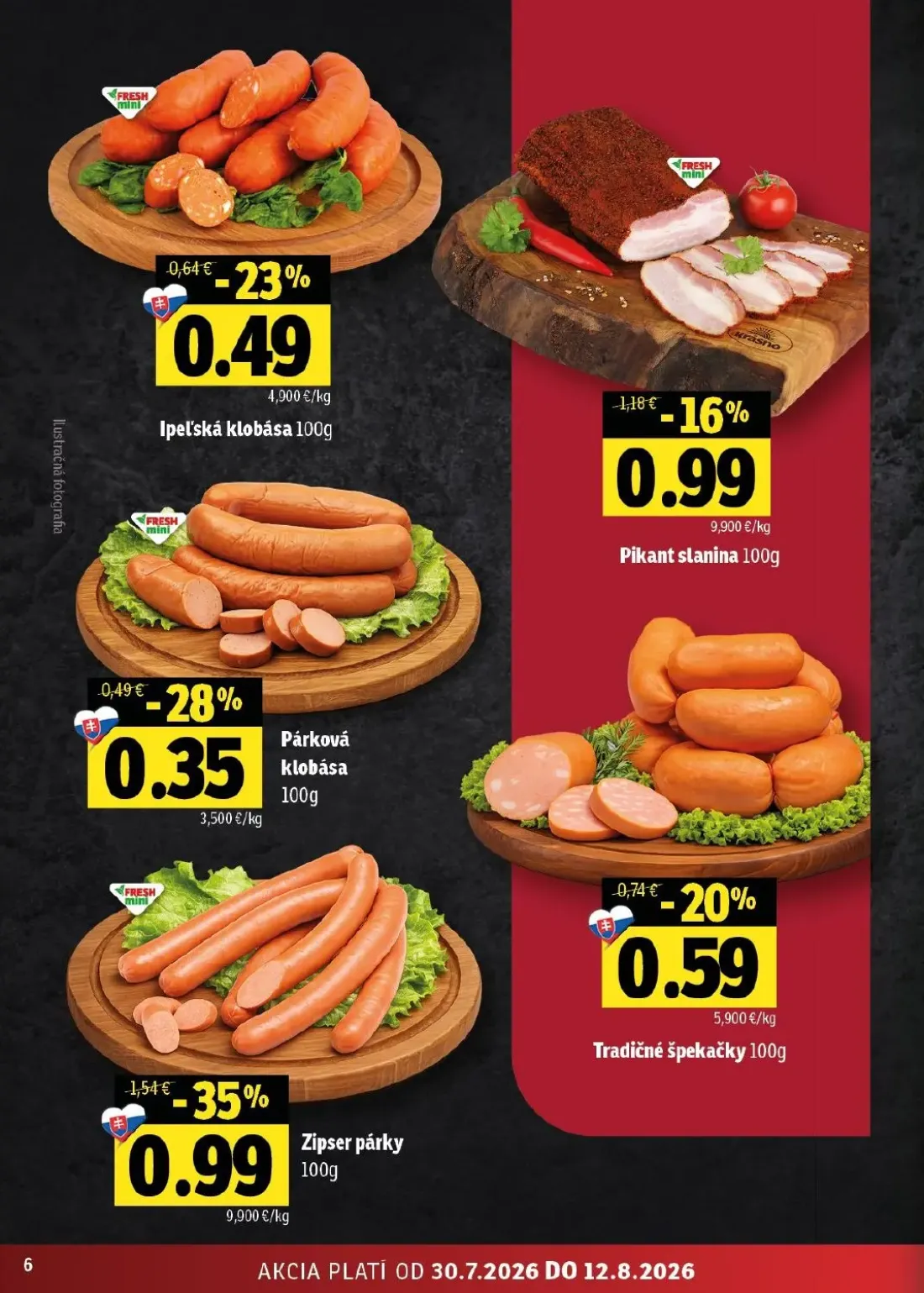 Fresh východ leták, strana 6 z 52 — Zipser párky, Pikant slanina, Ipeľská klobása