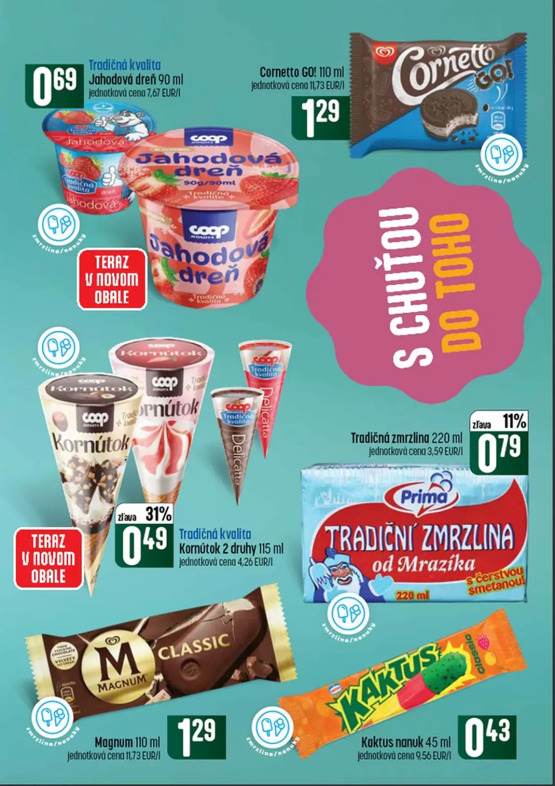 Coop Tempo leták, strana 21 z 60 — Jahodová dreň, Cornetto GO!