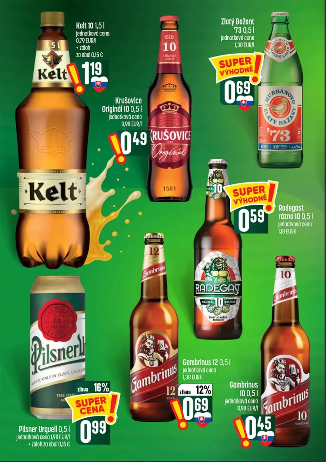 Coop Tempo leták, strana 50 z 60 — Kelt 10, Krušovice Originál 10, Zlatý Bažant '73