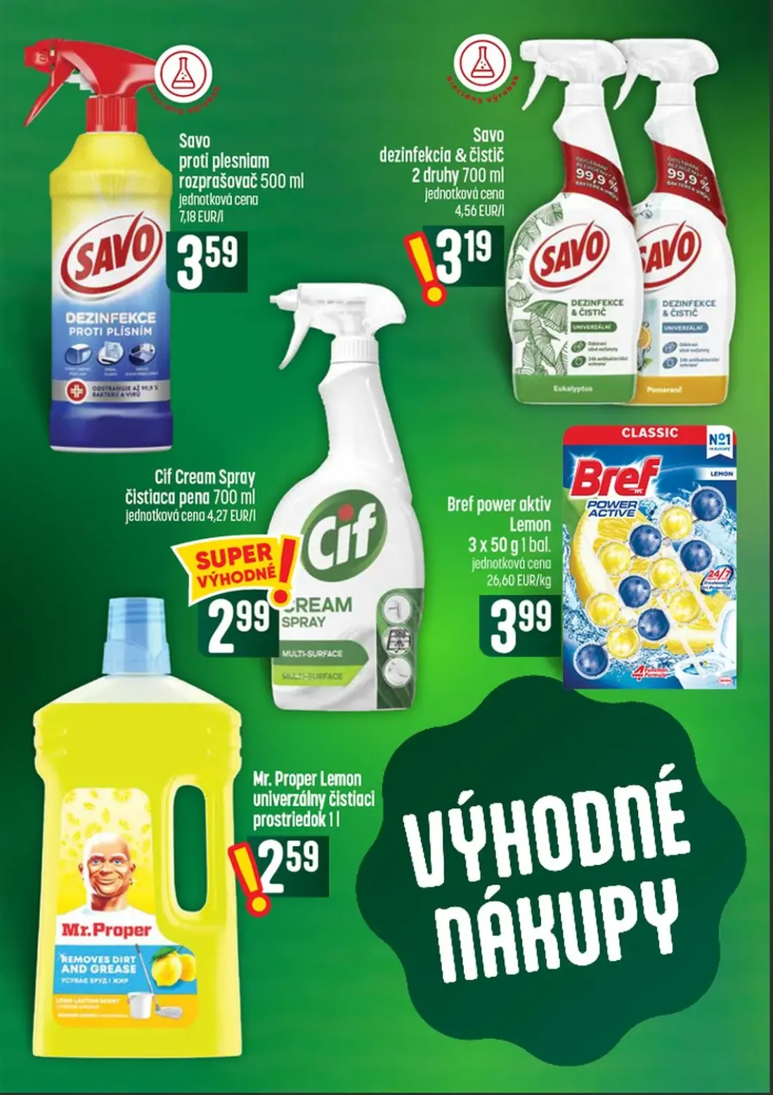 Coop Tempo leták, strana 56 z 60 — Savo proti plesniam rozprašovač, Savo dezinfekcia & čistič, Cif Cream Spray čistiaca pena