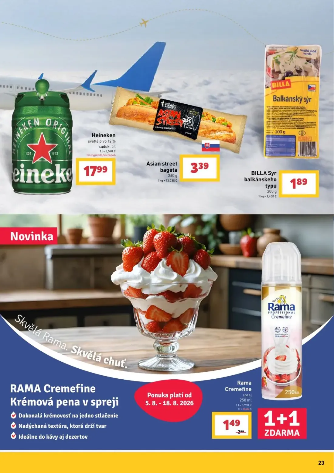 Billa leták, strana 23 z 27 — Rama Cremefine sprej, Asian street bageta