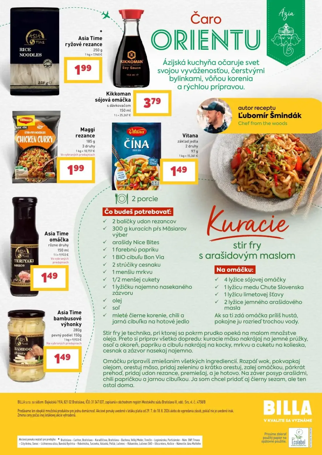 Billa leták, strana 27 z 27 — Asia Time ryžové rezance, Kikkoman sójová omáčka, Maggi rezance
