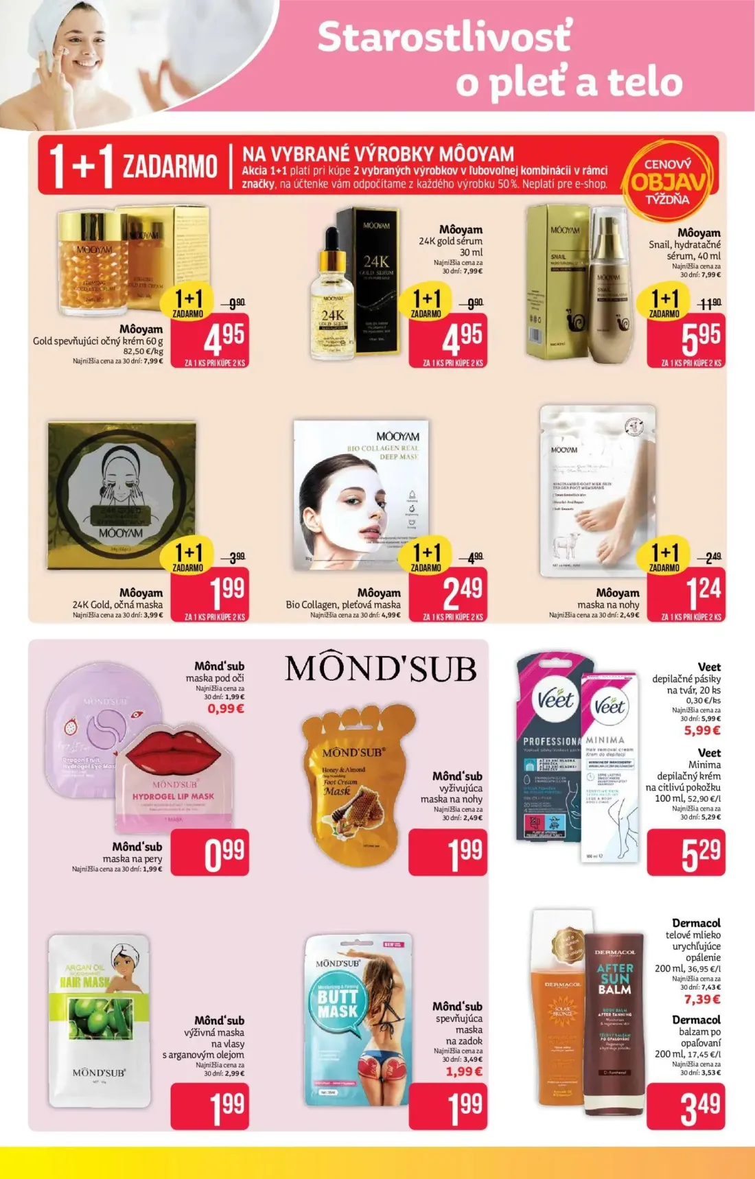 Teta Drogerie leták, strana 6 z 18 — Môoyam Gold spevňujúci očný krém, Môoyam 24K gold sérum, Môoyam Bio Collagen, pleťová m…