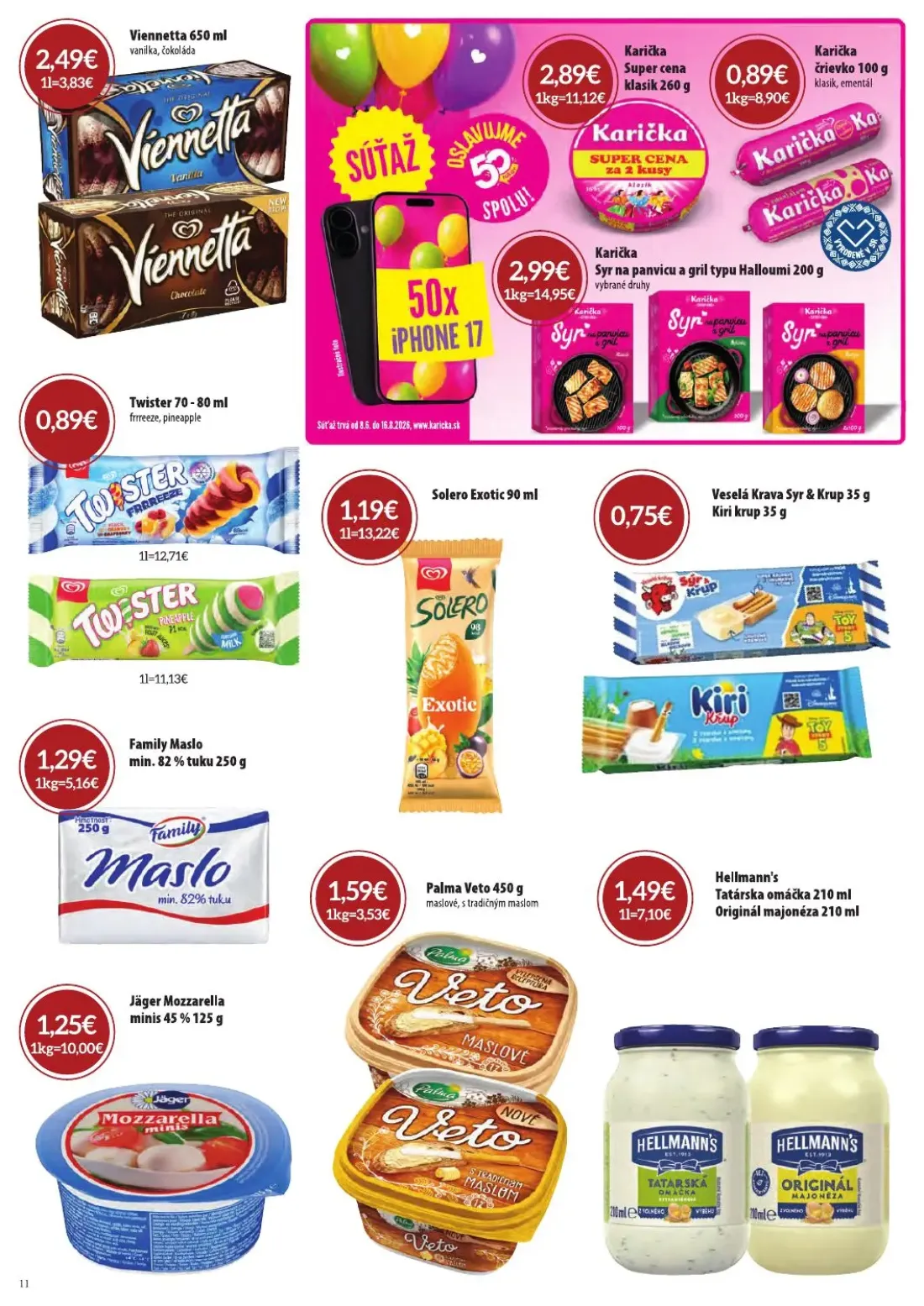 Cba Komfos leták, strana 11 z 32 — Viennetta, Karička Super cena, Karička črievko