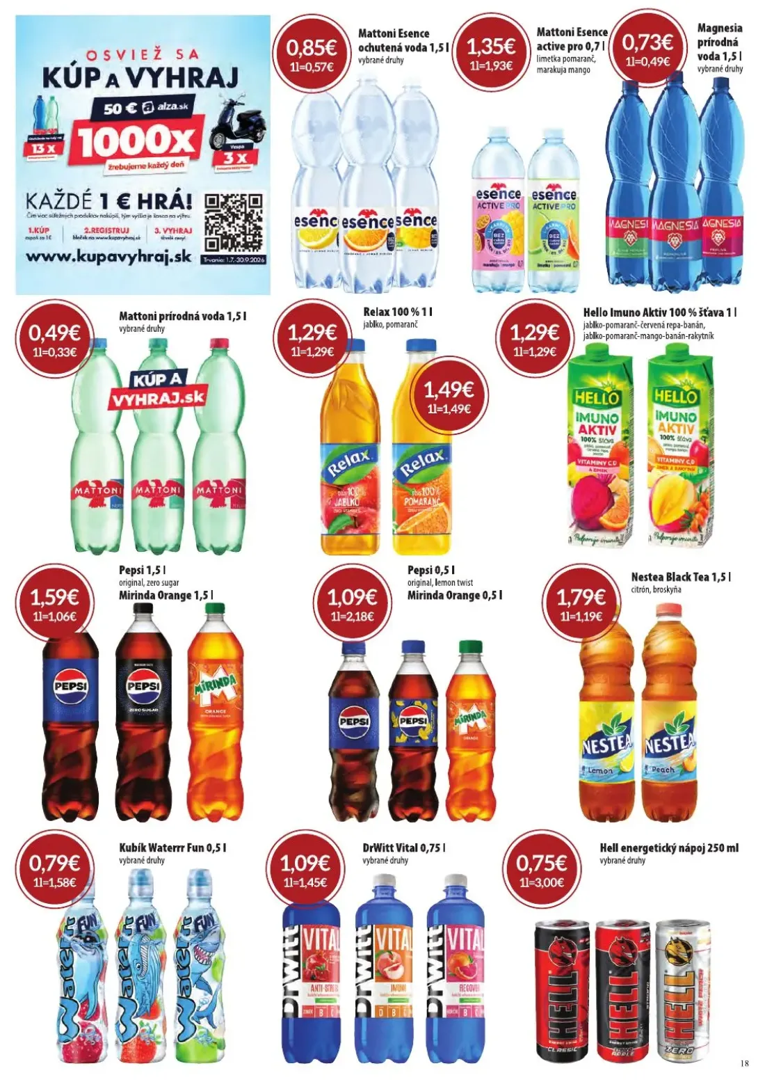 Cba Komfos leták, strana 18 z 32 — Relax 100%, Mattoni Esence ochutená voda, Mattoni Esence active pro