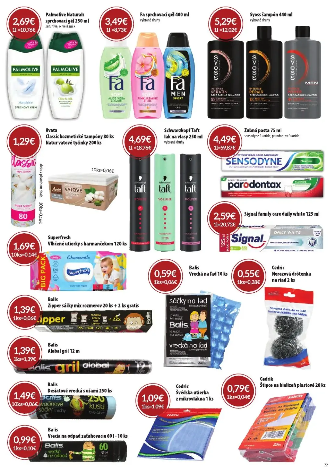 Cba Komfos leták, strana 22 z 32 — Palmolive Naturals sprchovací gél, Fa sprchovací gél, Syoss šampón