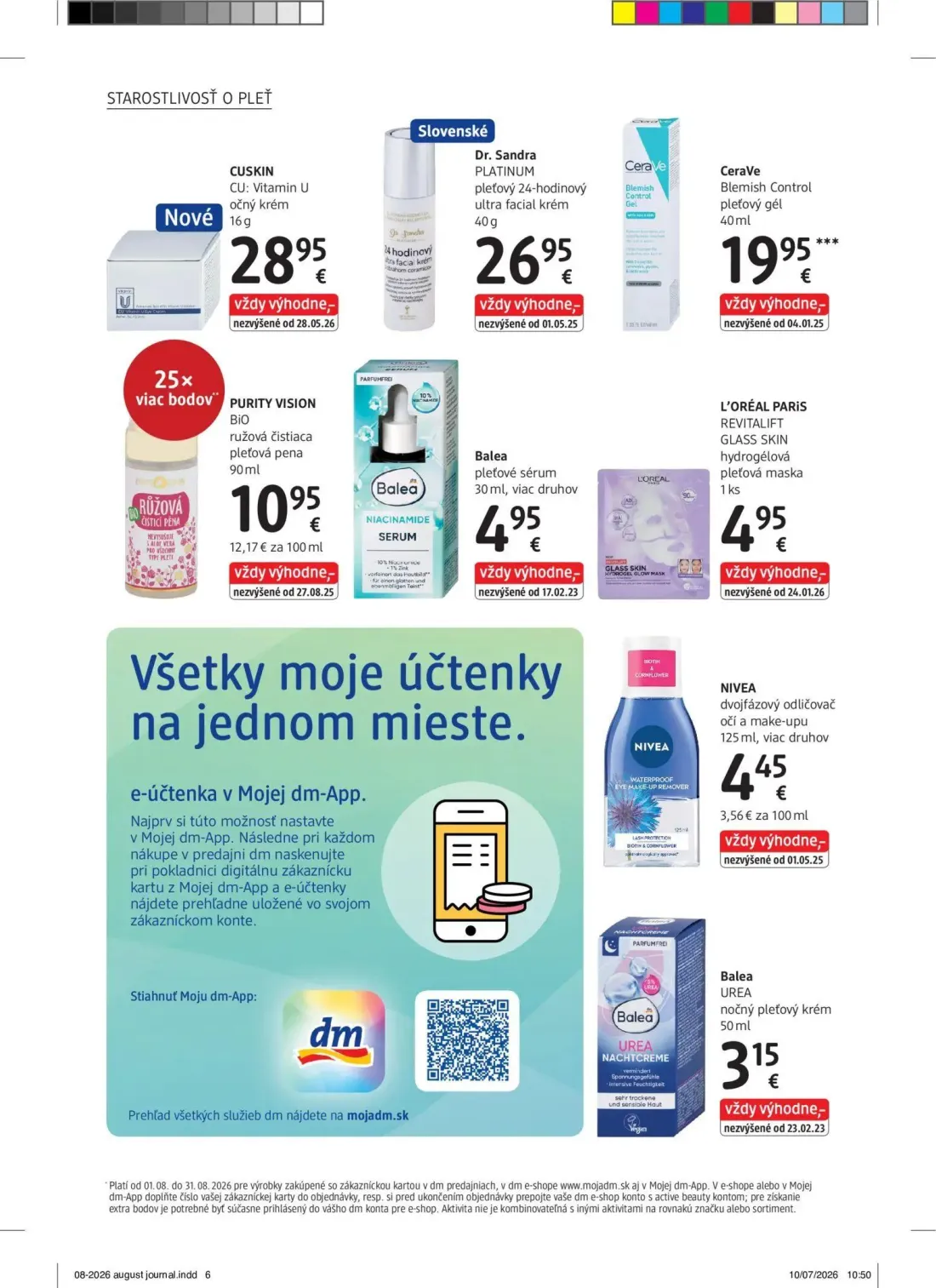 DM Drogerie leták, strana 6 z 32 — CU: Vitamin U očný krém, Dr. Sandra PLATINUM pleťový 24-hodinový ultra facial krém, CeraV…