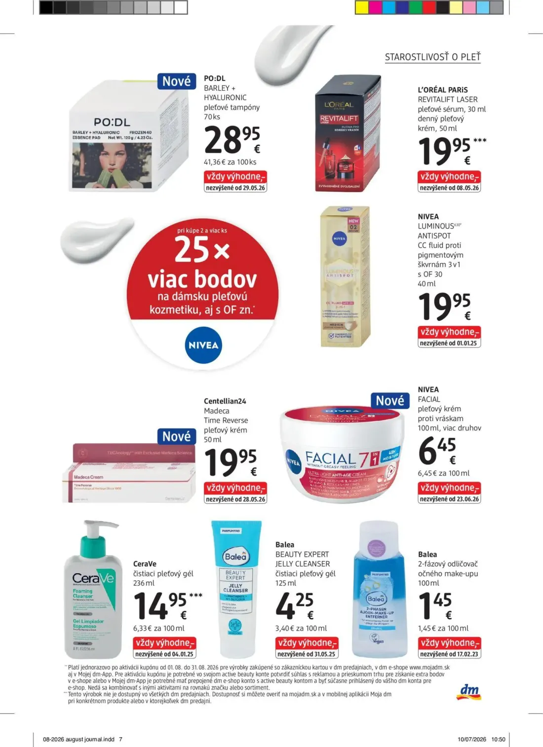 DM Drogerie leták, strana 7 z 32 — PO:DL BARLEY + HYALURONIC pleťové tampóny, L'ORÉAL PARIS REVITALIFT LASER pleťové sérum, …