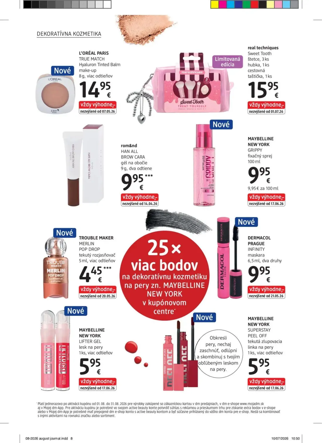 DM Drogerie leták, strana 8 z 32 — L'ORÉAL PARIS TRUE MATCH Hyaluron Tinted Balm make-up, real techniques Sweet Tooth, rom&n…