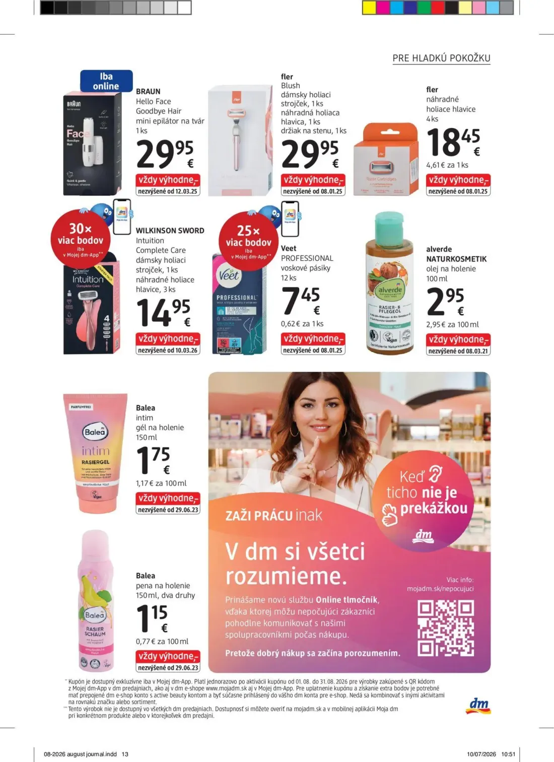 DM Drogerie leták, strana 13 z 32 — BRAUN Hello Face Goodbye Hair mini epilátor na tvár, fler Blush dámsky holiaci strojček,…