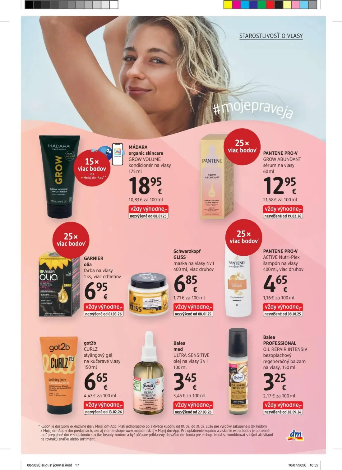 DM Drogerie leták, strana 17 z 32 — MÁDARA organic skincare GROW VOLUME kondicionér na vlasy, PANTENE PRO-V GROW ABUNDANT sé…