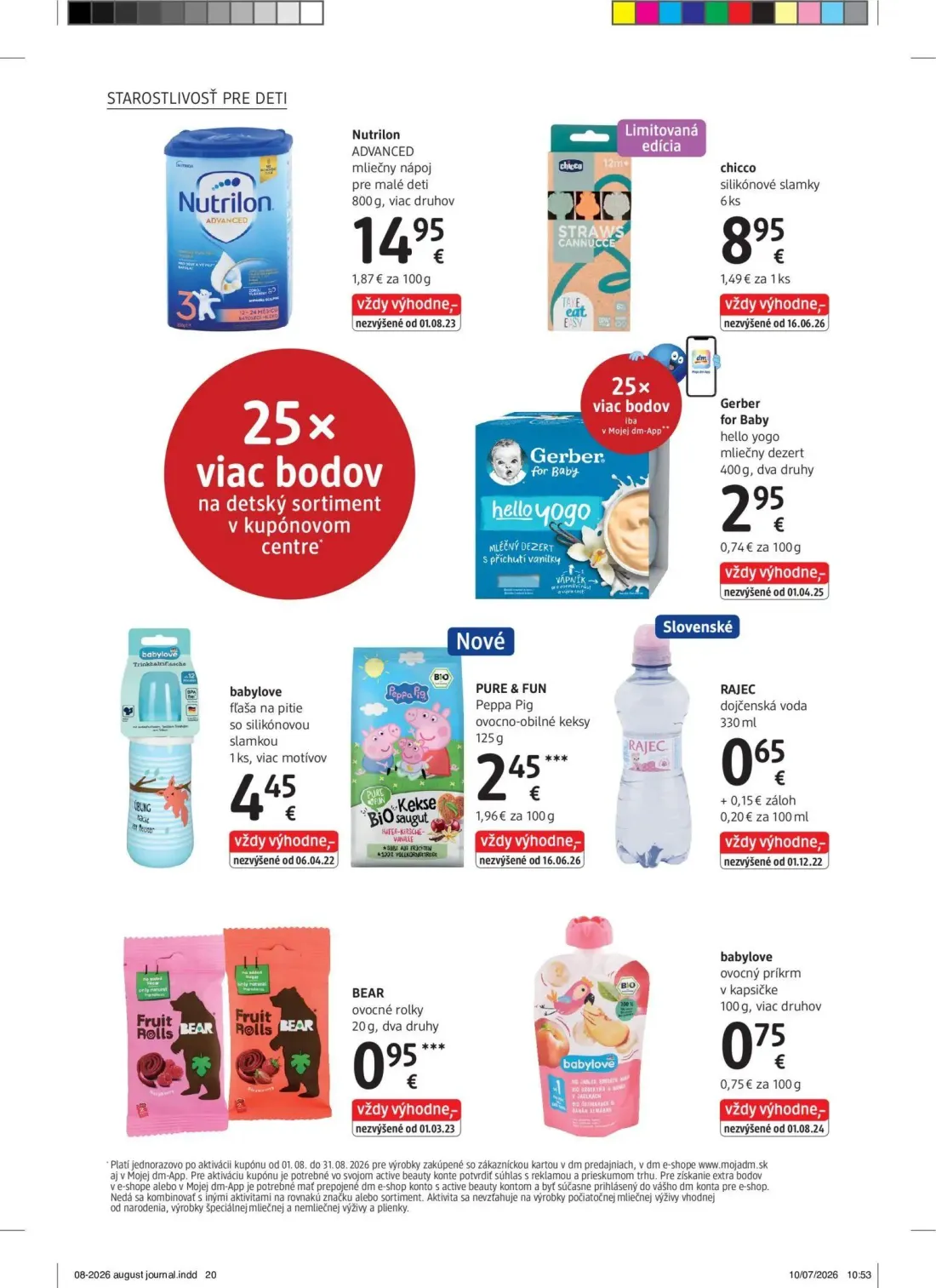 DM Drogerie leták, strana 20 z 32 — Nutrilon ADVANCED mliečny nápoj pre malé deti, chicco silikónové slamky, Gerber for Baby…