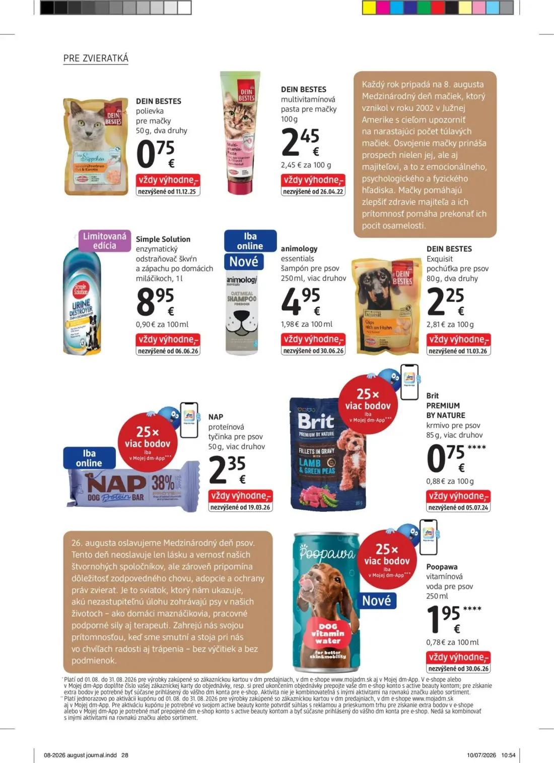 DM Drogerie leták, strana 28 z 32 — DEIN BESTES polievka pre mačky, DEIN BESTES multivitamínová pasta pre mačky, Simple Solu…