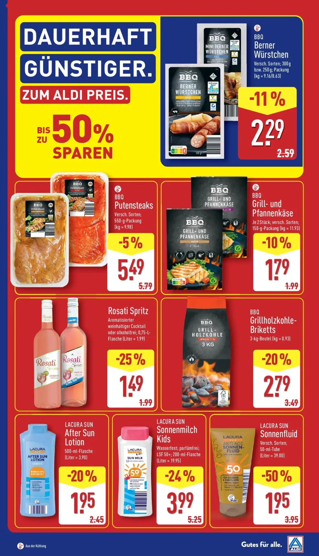 Aldi Nord Prospekt, Seite 4 von 41 — BBQ Grillholzkohle-Briketts, BBQ Berner Würstchen, BBQ Putensteaks