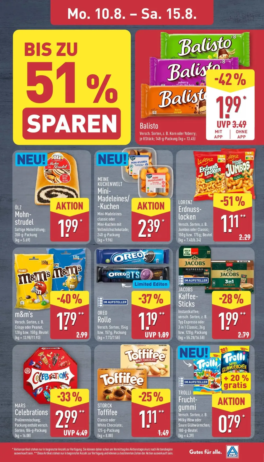 Aldi Nord Prospekt, Seite 9 von 41 — Balisto, OREO Rolle, STORCK Toffifee