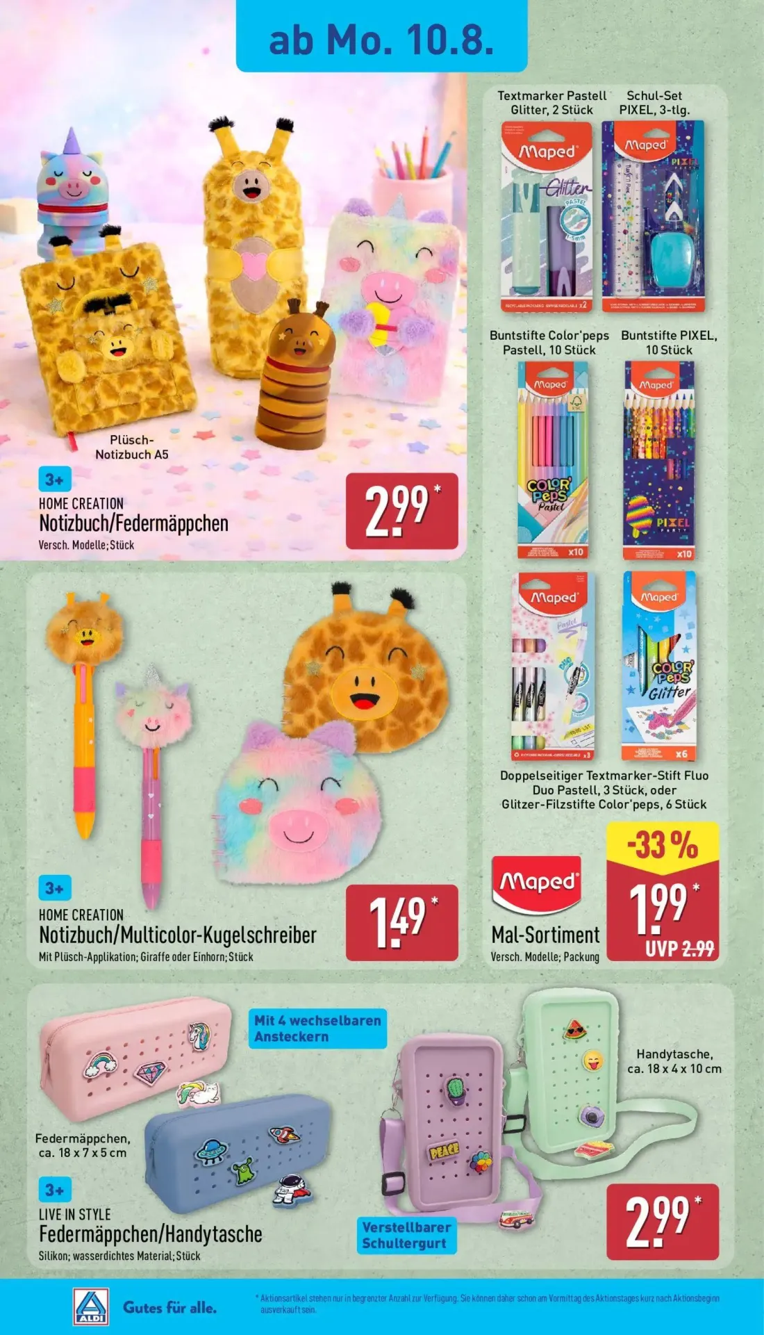 Aldi Nord Prospekt, Seite 18 von 41 — Notizbuch/Federmäppchen, Notizbuch/Multicolor-Kugelschreiber