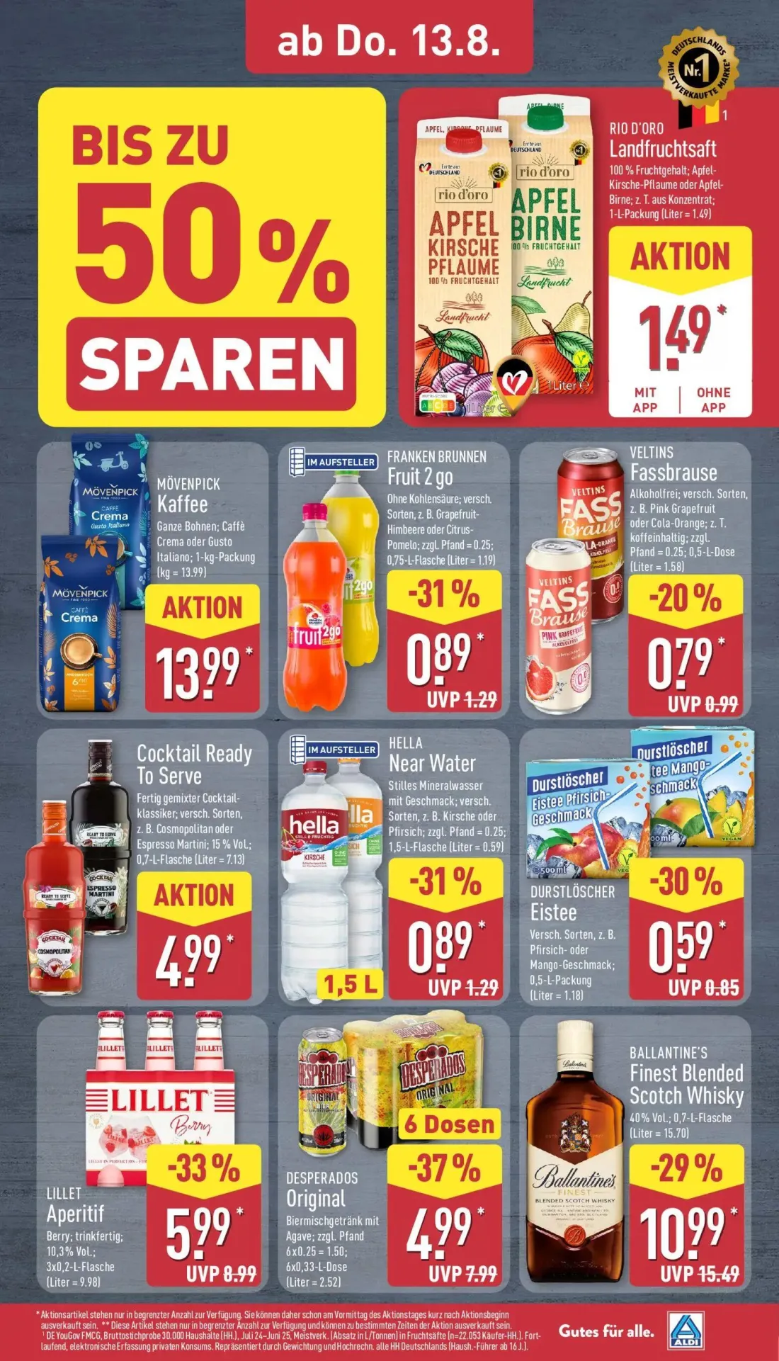 Aldi Nord Prospekt, Seite 33 von 41 — HELLA Near Water, DURSTLÖSCHER Eistee, VELTINS Fassbrause