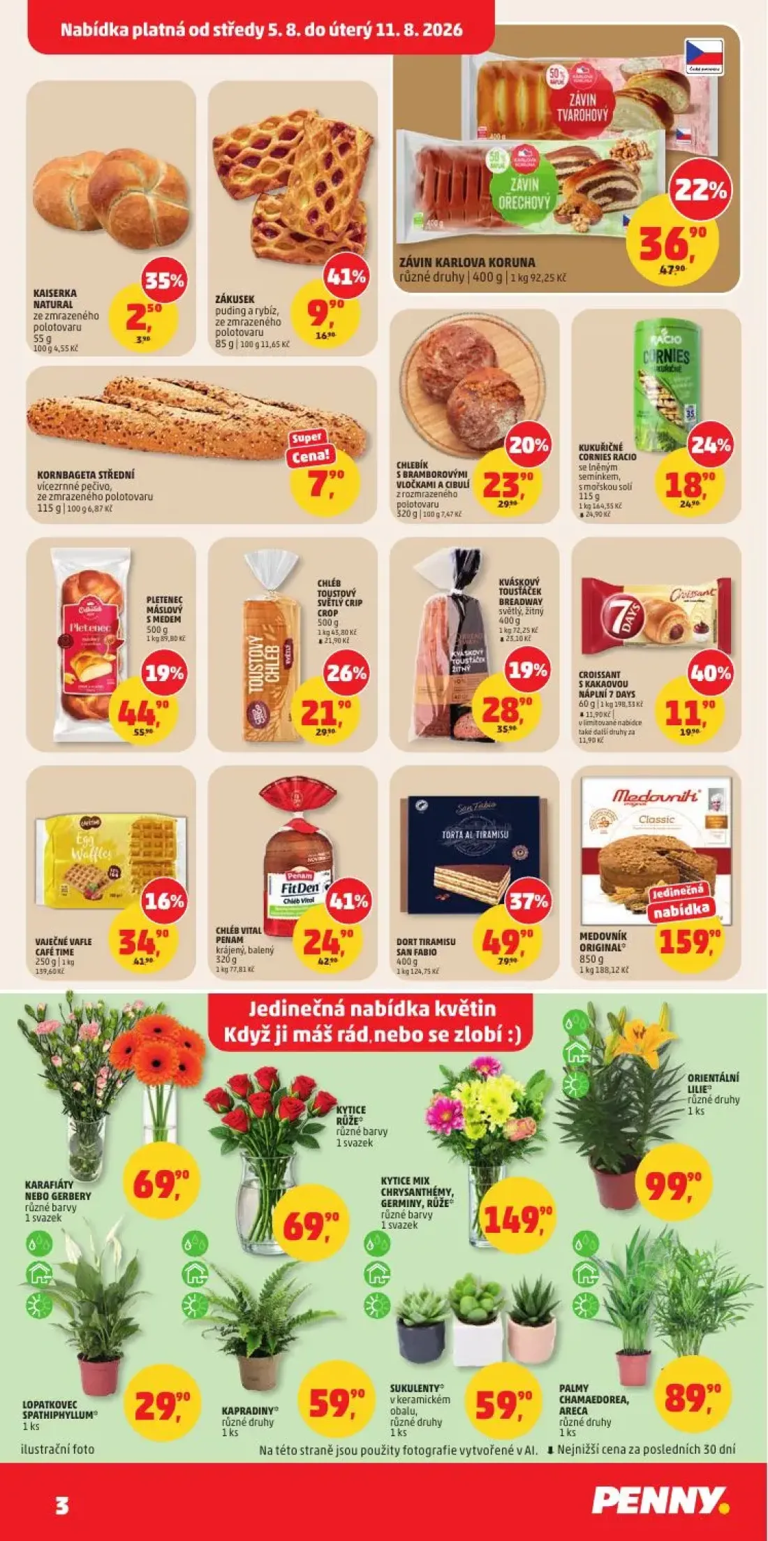 PENNY leták, strana 3 z 34 — DORT TIRAMISU SAN FABIO, CHLÉB VITAL PENAM, ZÁVIN KARLOVA KORUNA