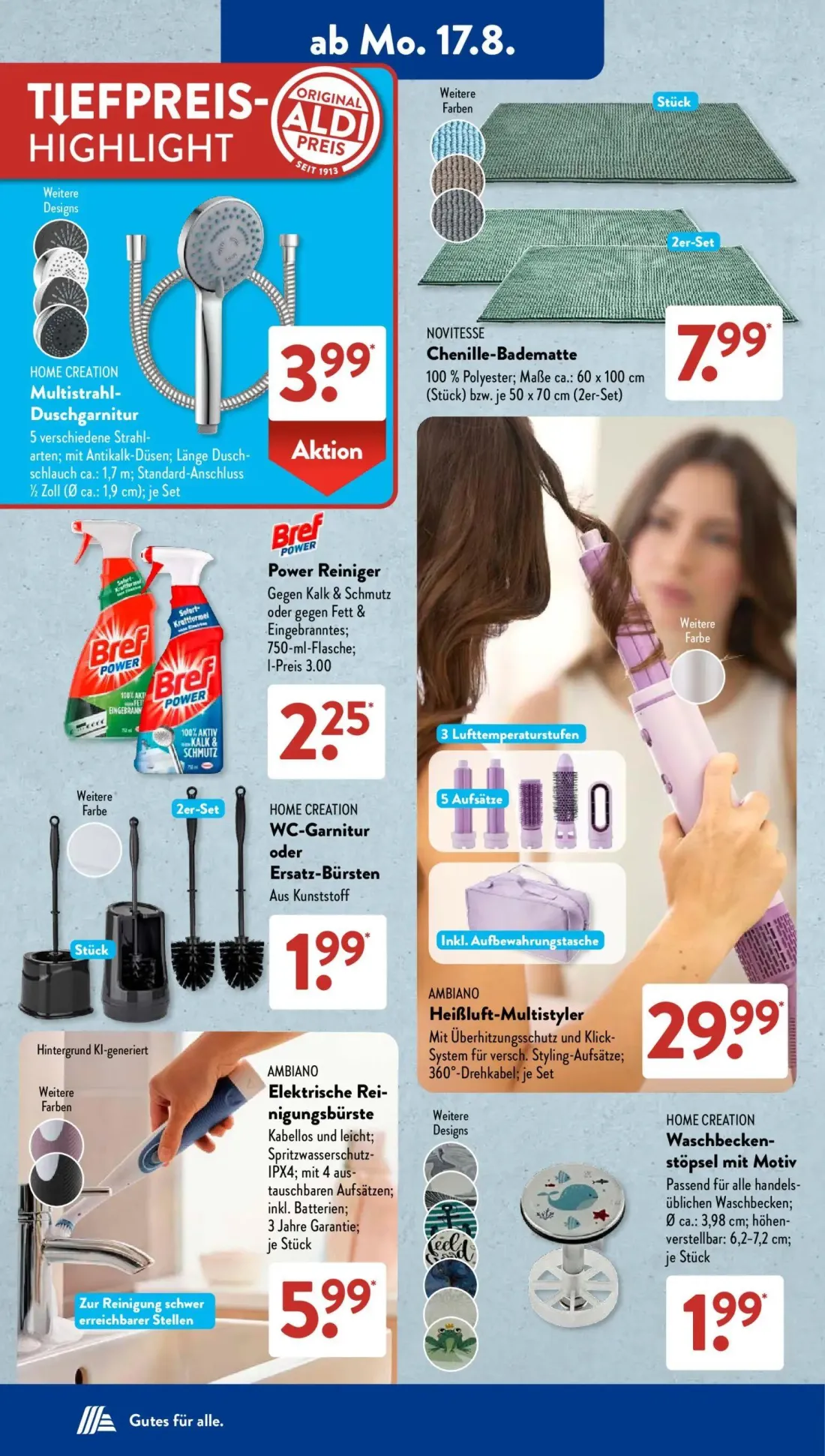 Aldi Süd Prospekt, Seite 5 von 22 — Multistrahl-Duschgarnitur, Chenille-Badematte, Bref Power Reiniger