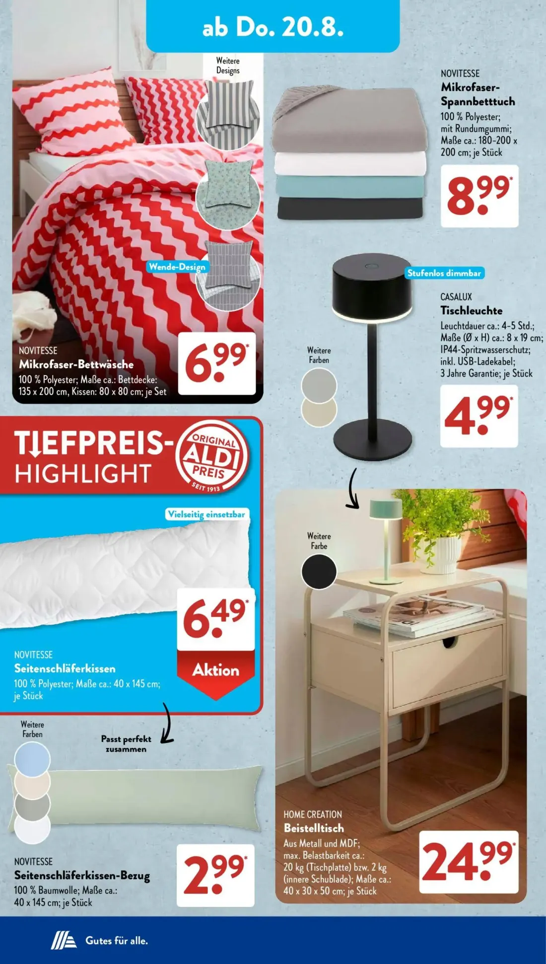 Aldi Süd Prospekt, Seite 7 von 22 — Mikrofaser-Spannbetttuch, Mikrofaser-Bettwäsche, Seitenschläferkissen