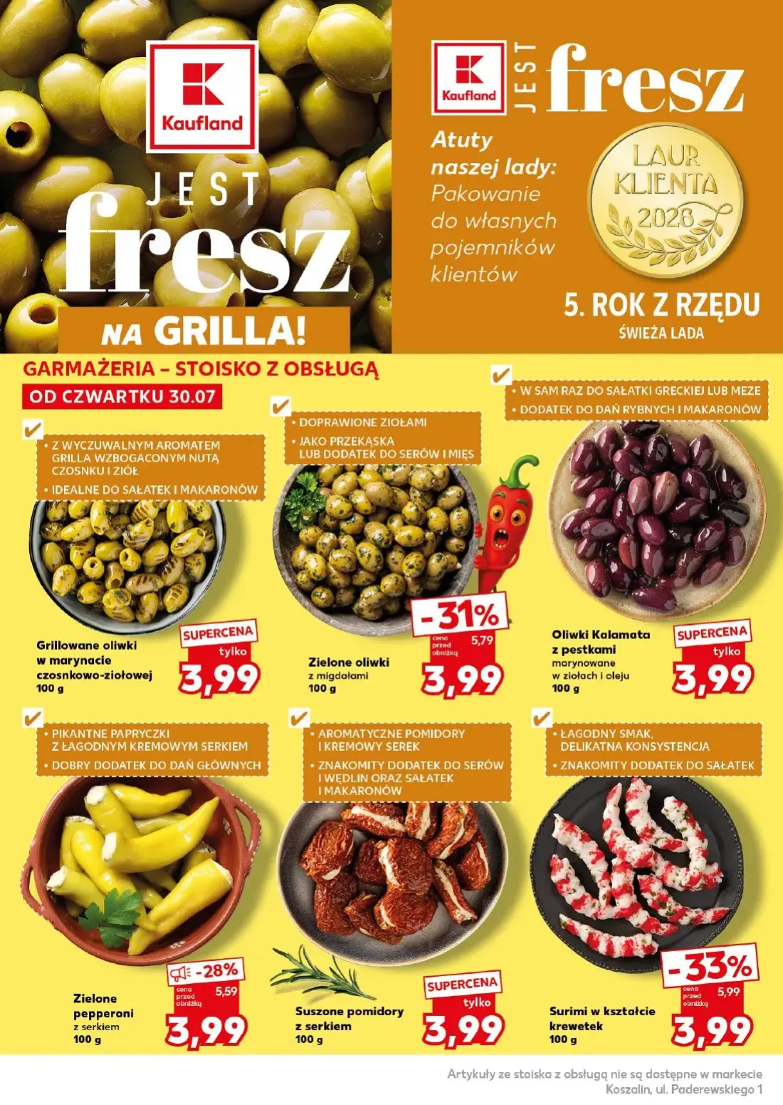 Kaufland gazetka, strona 14 z 26 — Zielone oliwki z migdałami, Zielone pepperoni z serkiem, Grillowane oliwki w marynacie cz…