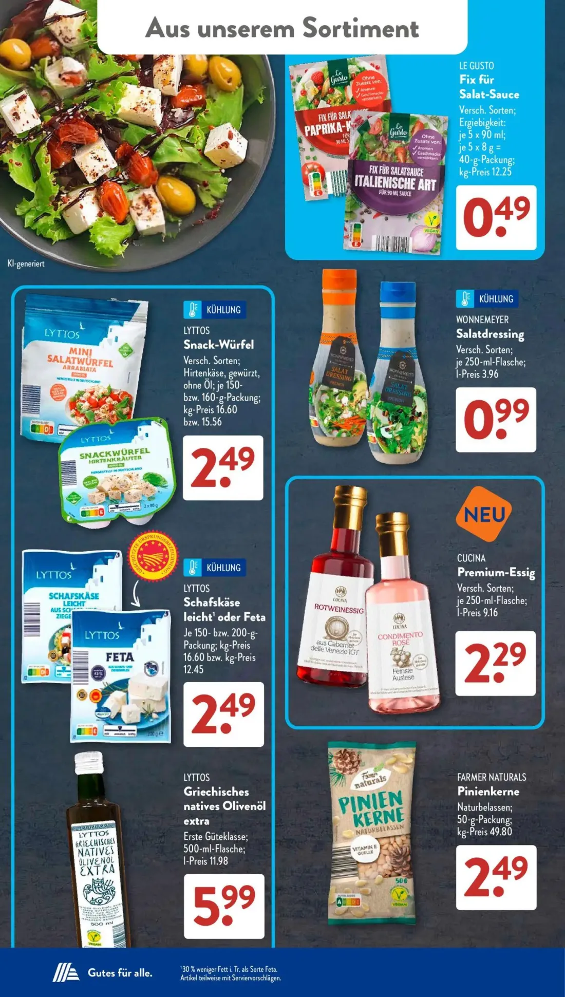 Aldi Süd Prospekt, Seite 16 von 22 — Fix für Salat-Sauce, Salatdressing, Schafskäse leicht¹ oder Feta