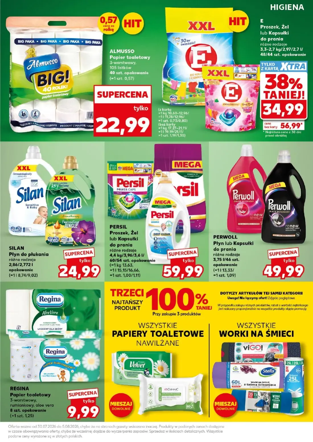Kaufland gazetka, strona 19 z 26 — E Proszek, Żel lub Kapsułki do prania, ALMUSSO Papier toaletowy, SILAN Płyn do płukania