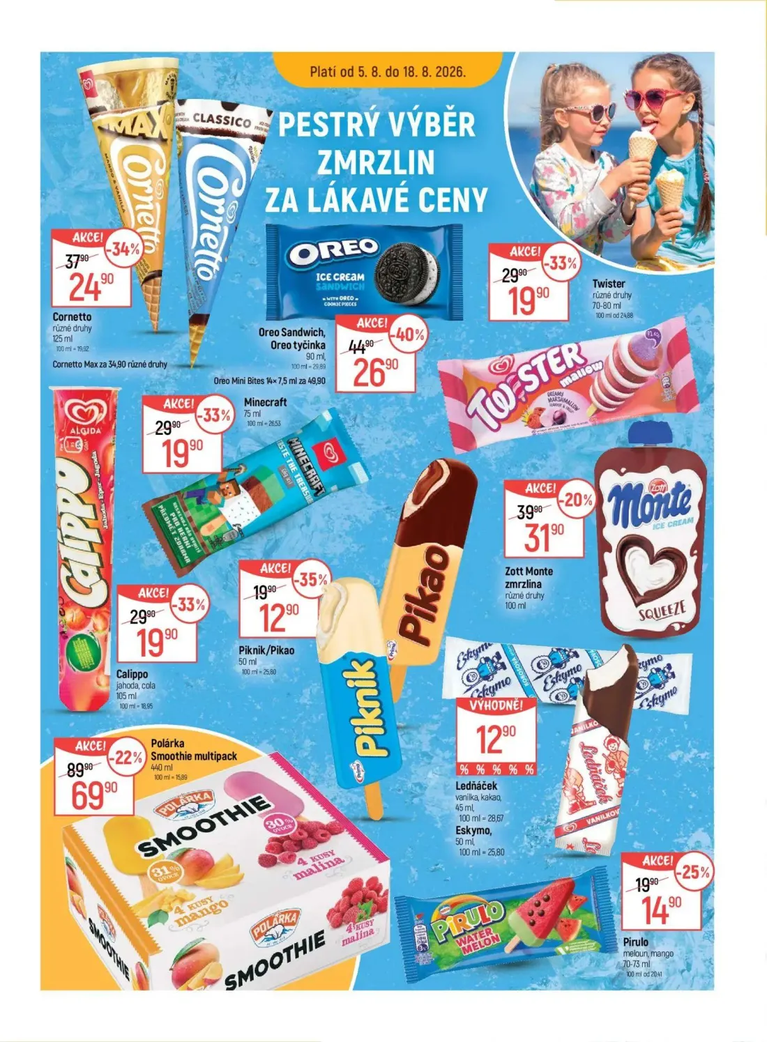 GLOBUS leták, strana 16 z 43 — Polárka Smoothie multipack, Oreo Sandwich, Oreo tyčinka, Cornetto