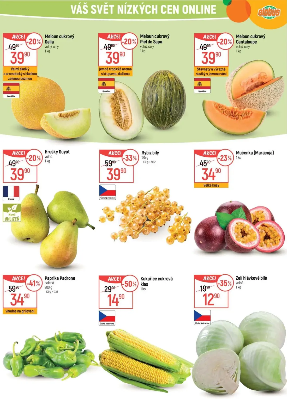 GLOBUS leták, strana 19 z 43 — Paprika Padrone, Rybíz bílý, Kukuřice cukrová klas