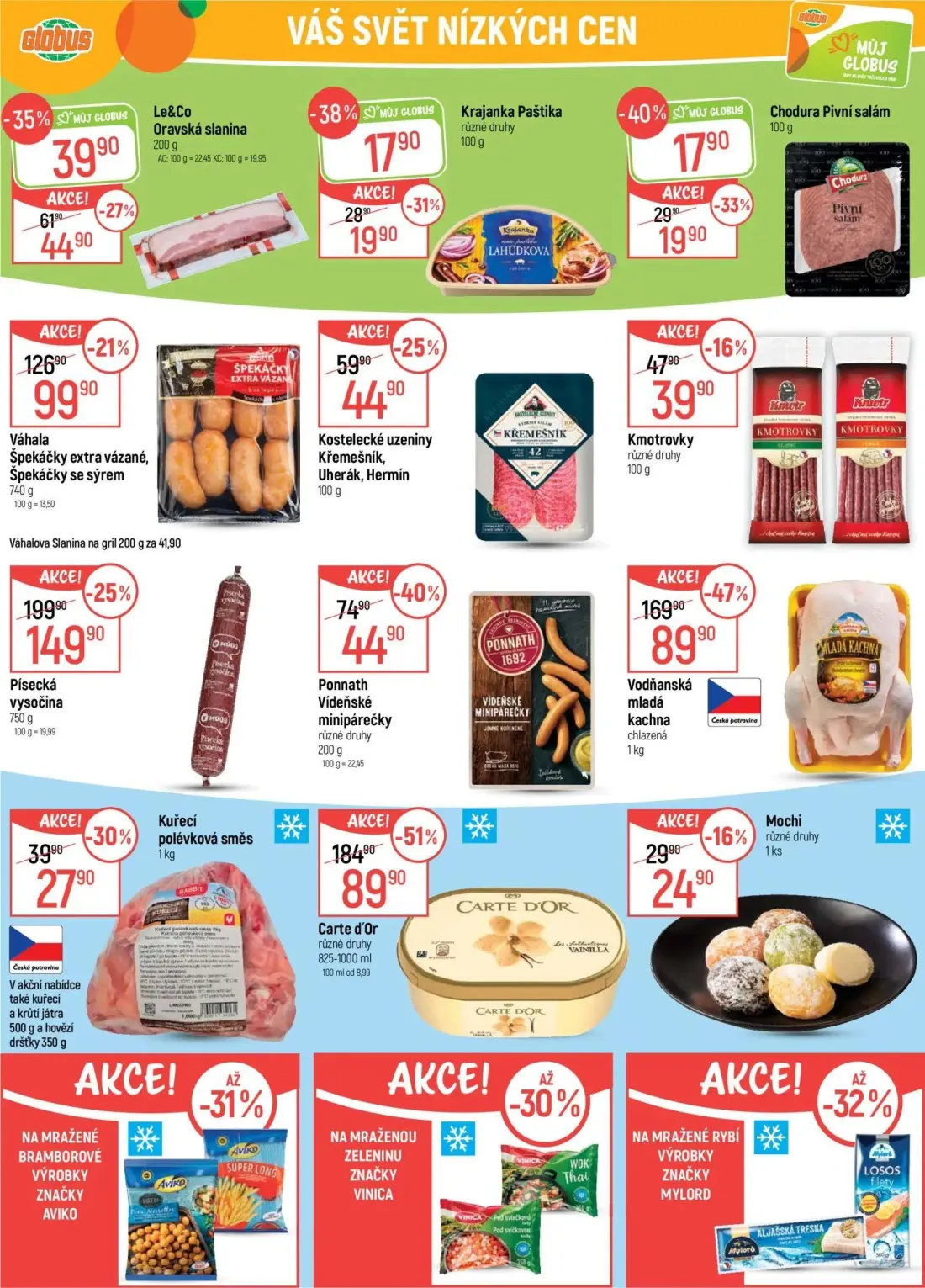 GLOBUS leták, strana 21 z 43 — Carte d'Or, Vodňanská mladá kachna, Písecká vysočina