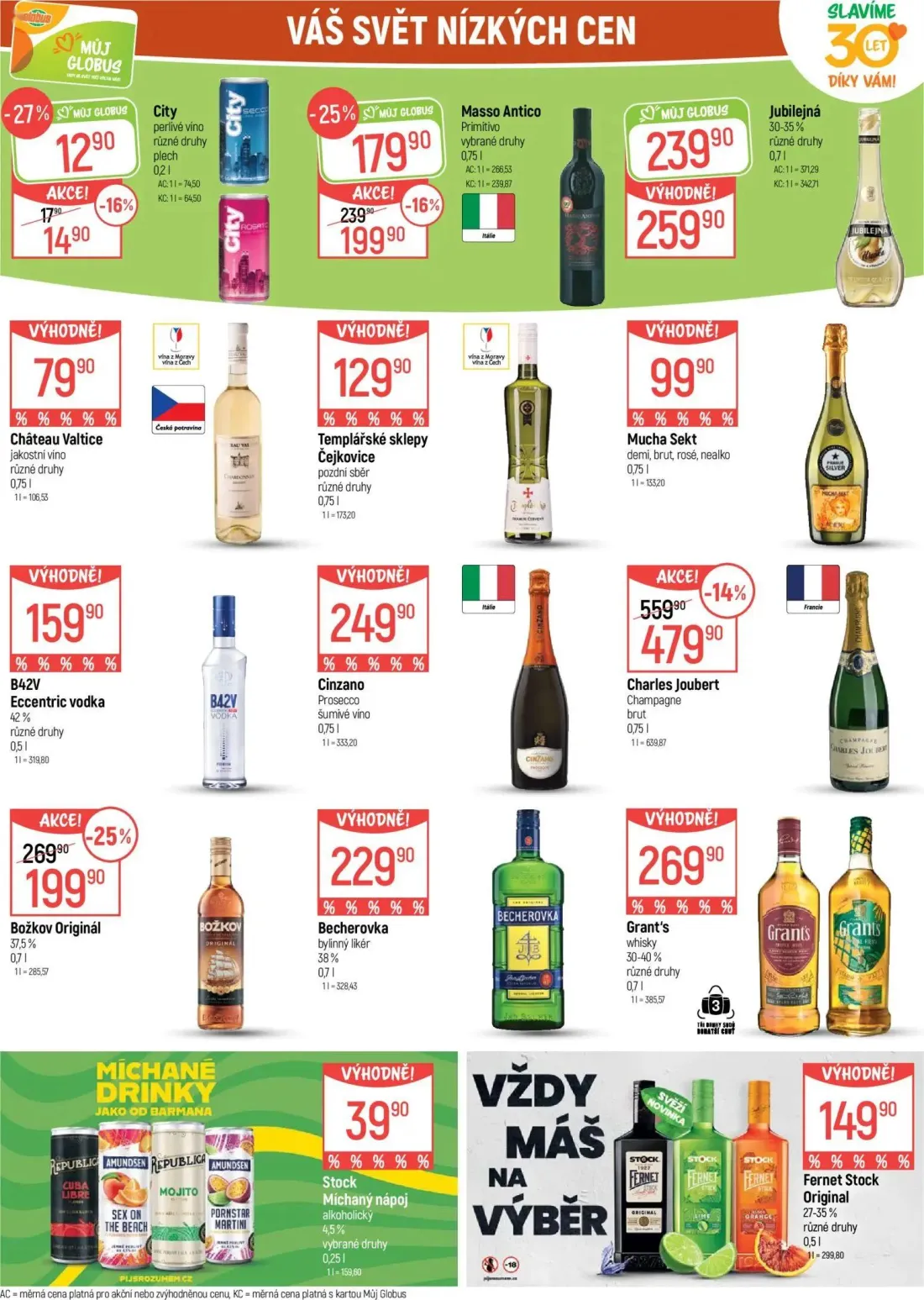 GLOBUS leták, strana 24 z 43 — Charles Joubert Champagne, Božkov Originál, Masso Antico Primitivo