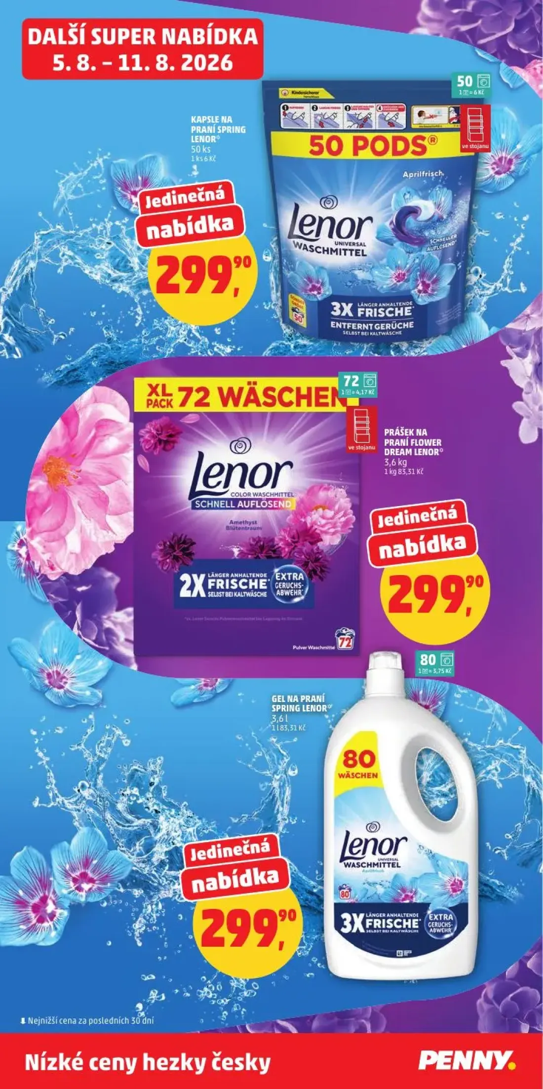 PENNY leták, strana 34 z 34 — KAPSLE NA PRANÍ SPRING LENOR, PRÁŠEK NA PRANÍ FLOWER DREAM LENOR, GEL NA PRANÍ SPRING LENOR