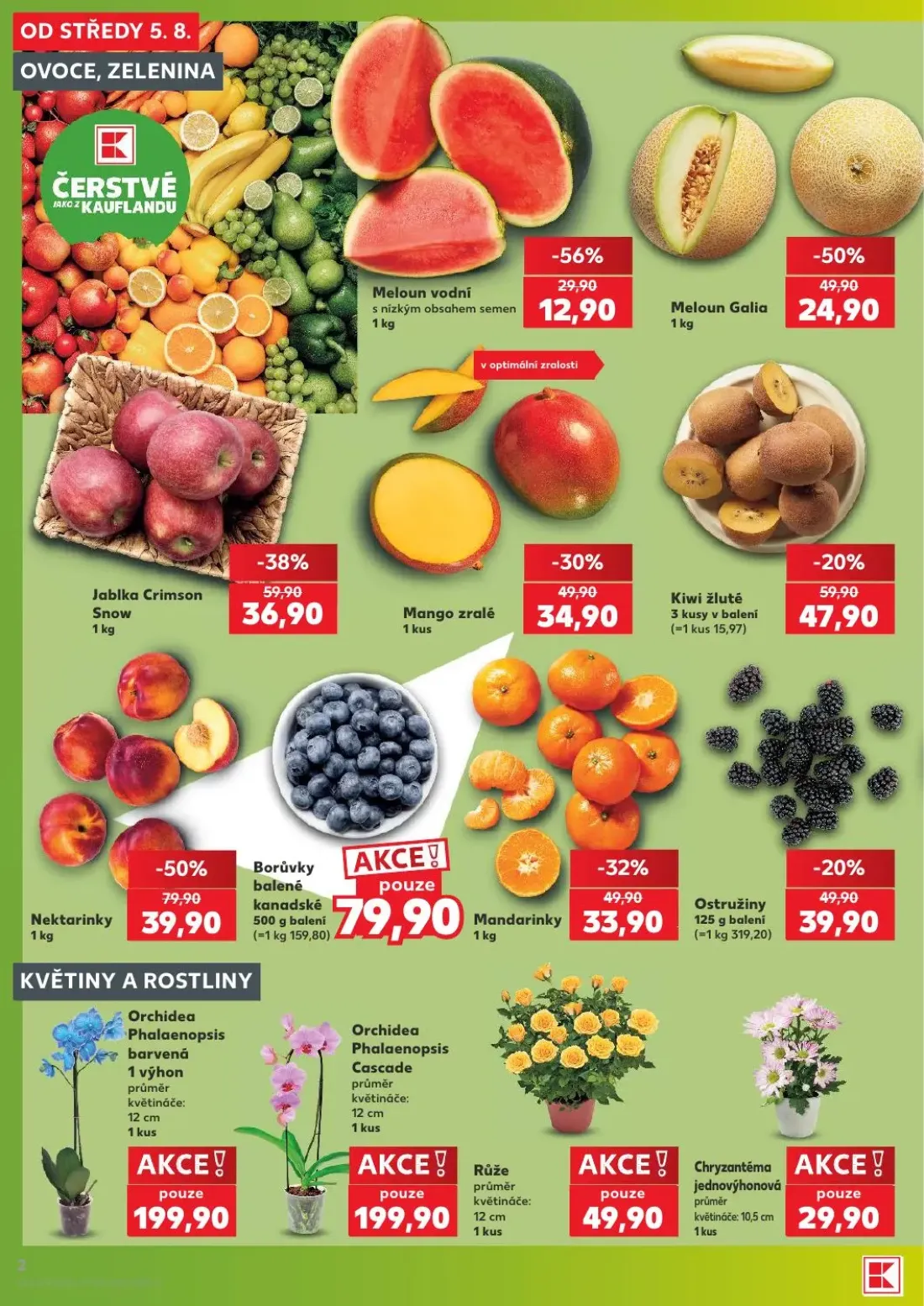 Kaufland leták, strana 2 z 54 — Nektarinky, Meloun Galia, Jablka Crimson Snow