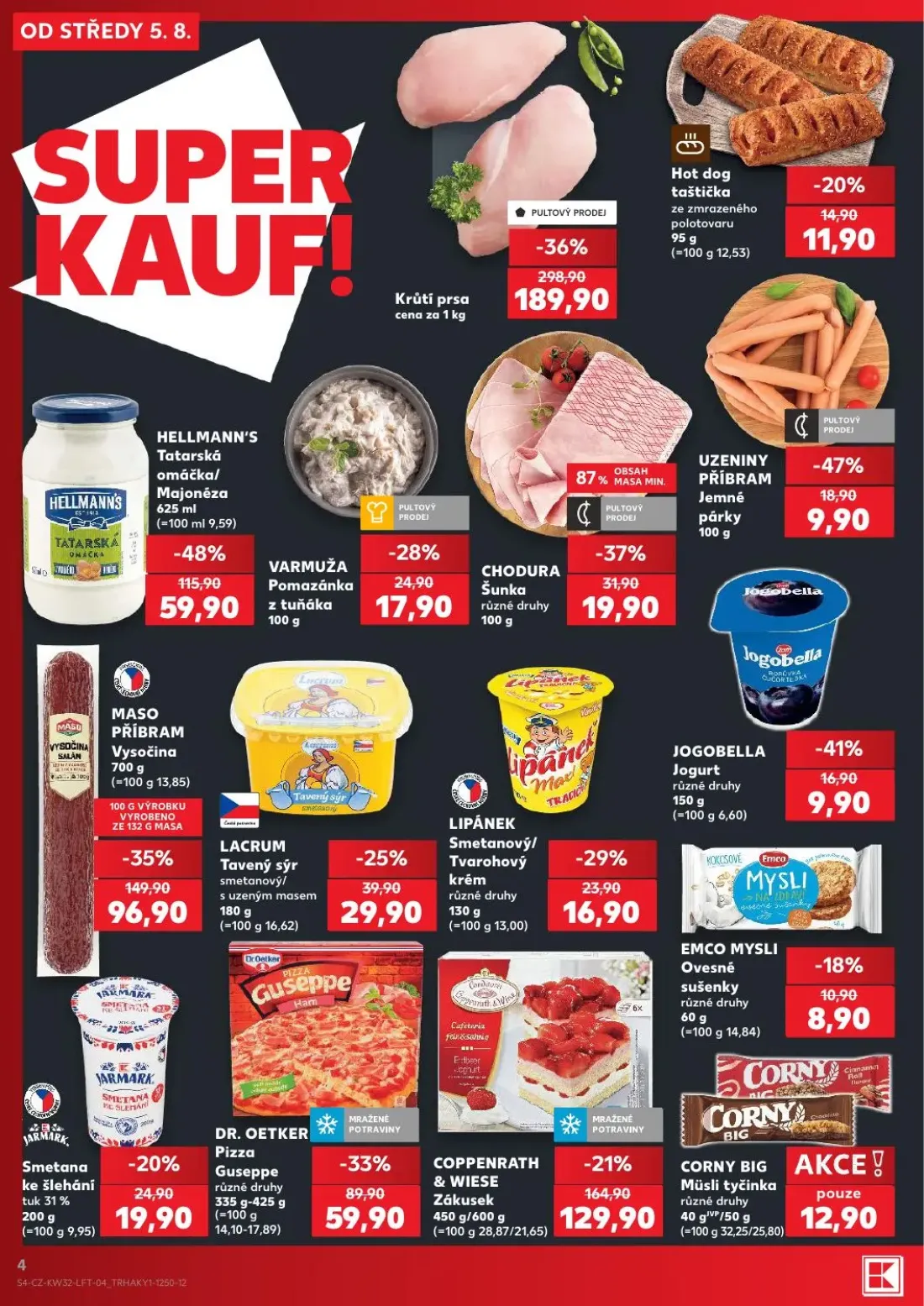 Kaufland leták, strana 4 z 54 — Krůtí prsa, Maso Příbram Vysočina, Coppenrath & Wiese Zákusek