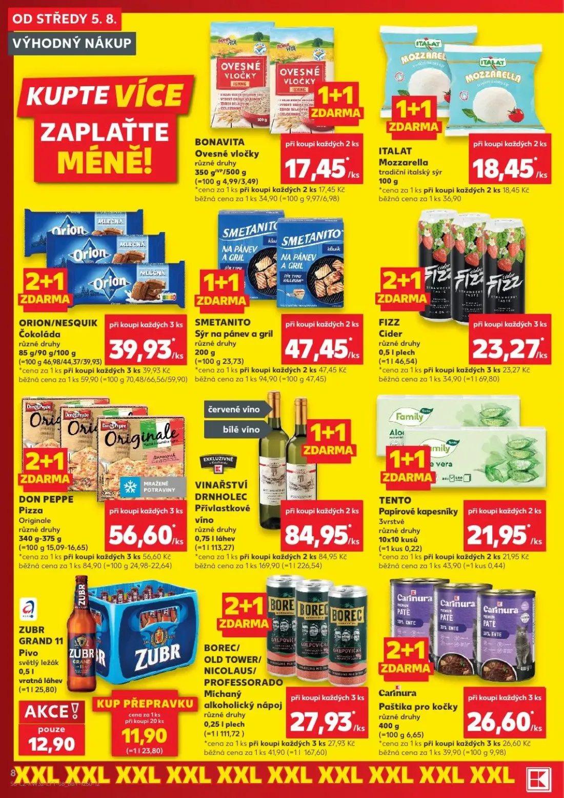 Kaufland leták, strana 8 z 54 — TENTO Papírové kapesníky 3vrstvé, ORION/NESQUIK Čokoláda, BONAVITA Ovesné vločky