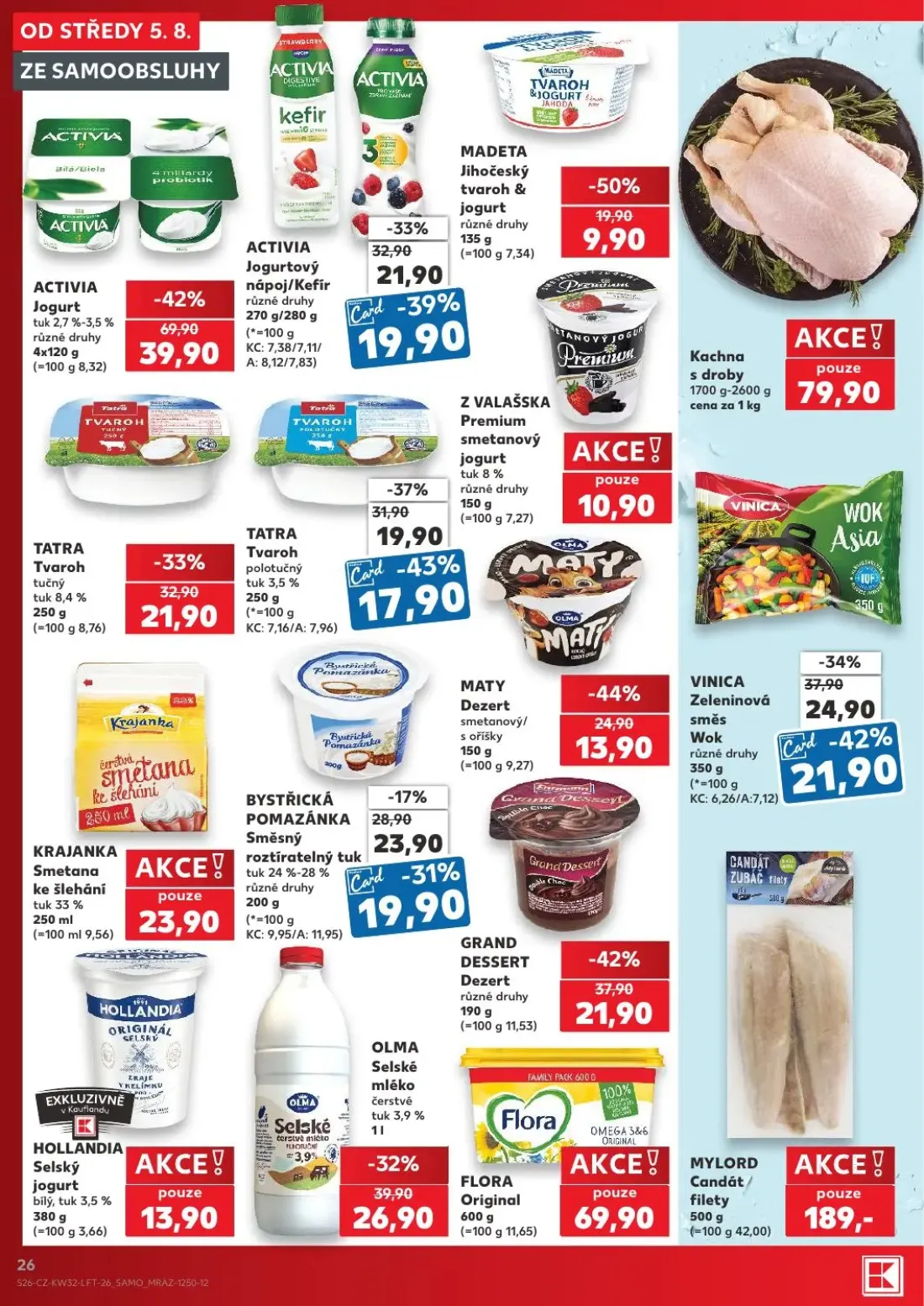Kaufland leták, strana 26 z 54 — ACTIVIA Jogurt, VINICA Zeleninová směs Wok, GRAND DESSERT Dezert